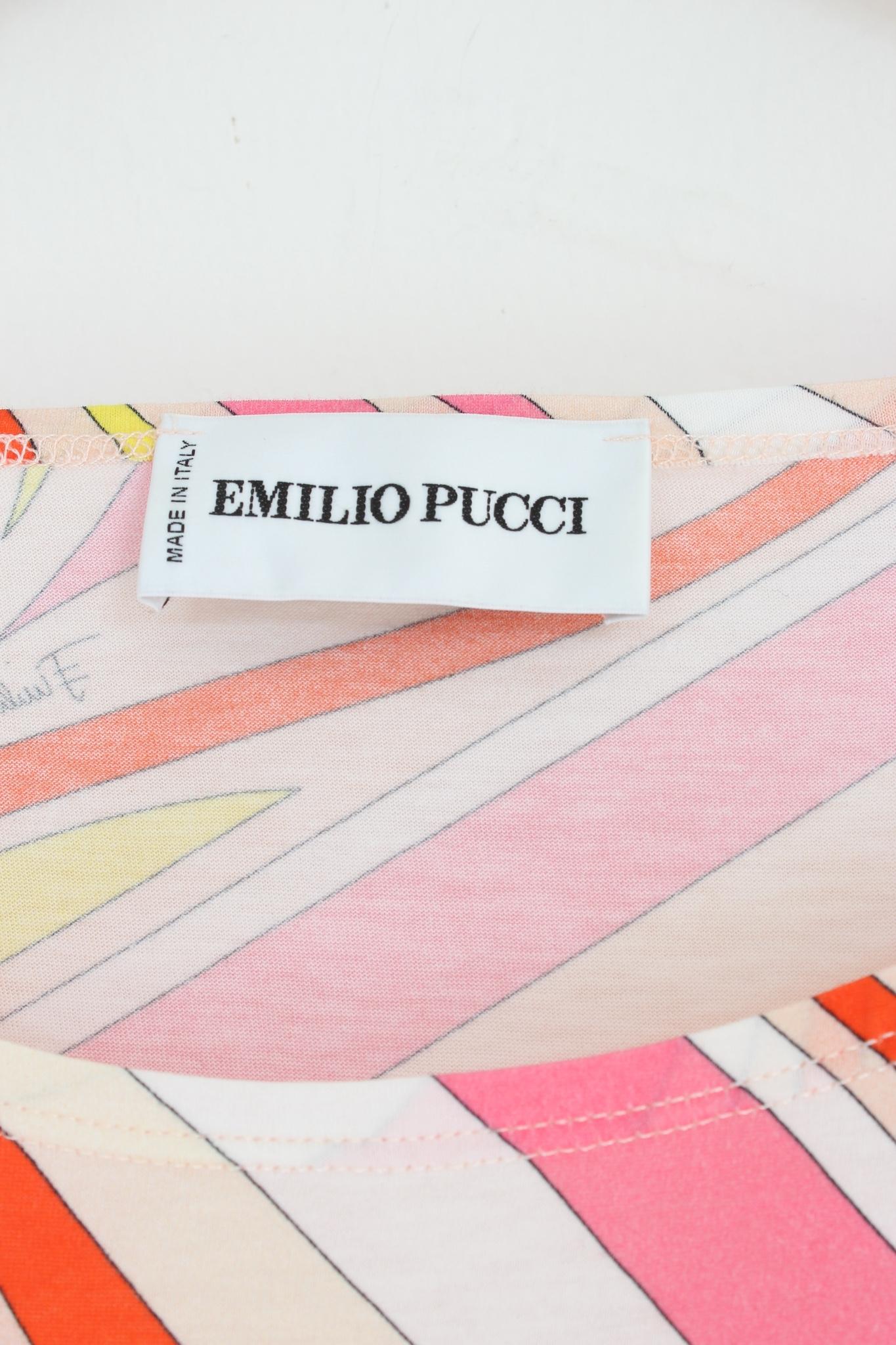 Emilio Pucci White Orange Cotton Long Casual T Shirt 1990s 3
