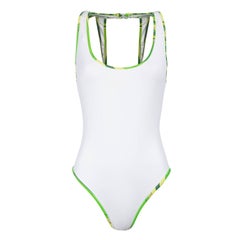 Emilio Pucci White Racer Back High Leg Swimsuit Size S