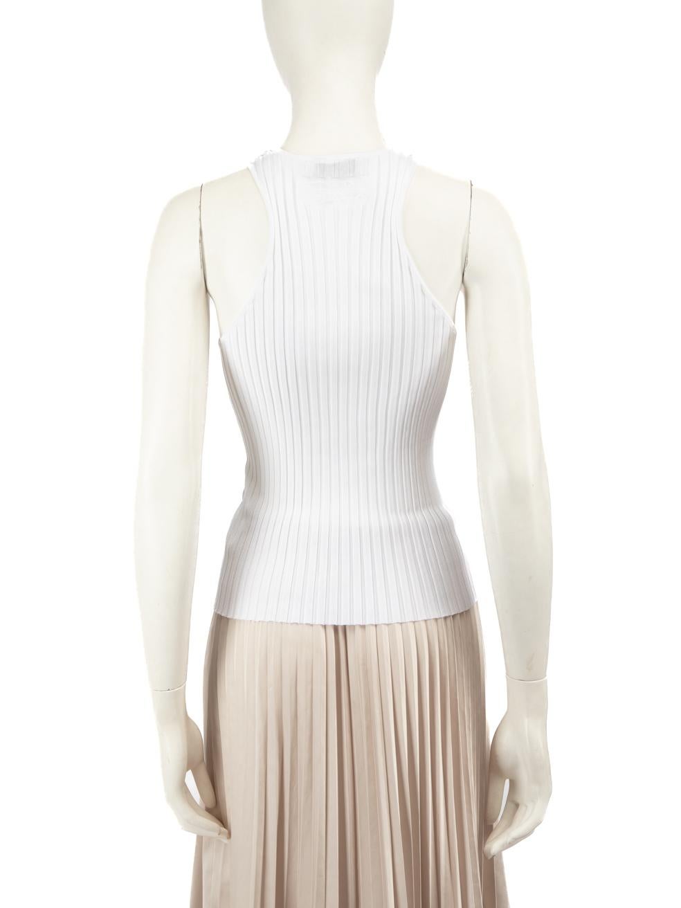Emilio Pucci White Ribbed Knit Tank Top Size S In Good Condition In London, GB