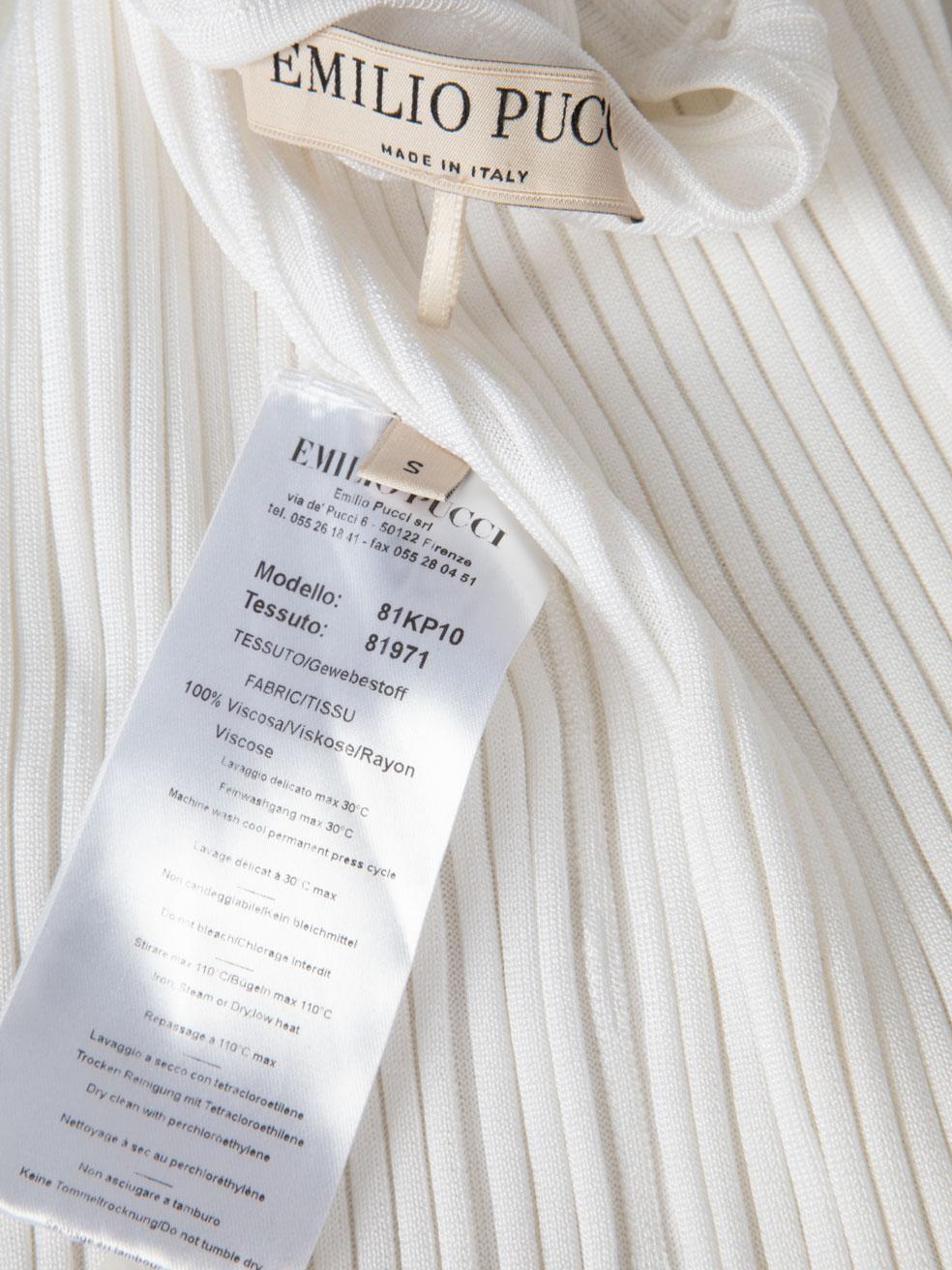 Emilio Pucci White Ribbed Knit Tank Top Size S 1