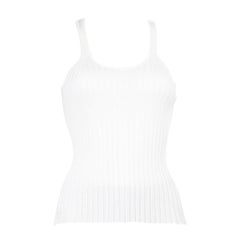 Emilio Pucci White Ribbed Knit Tank Top Size S