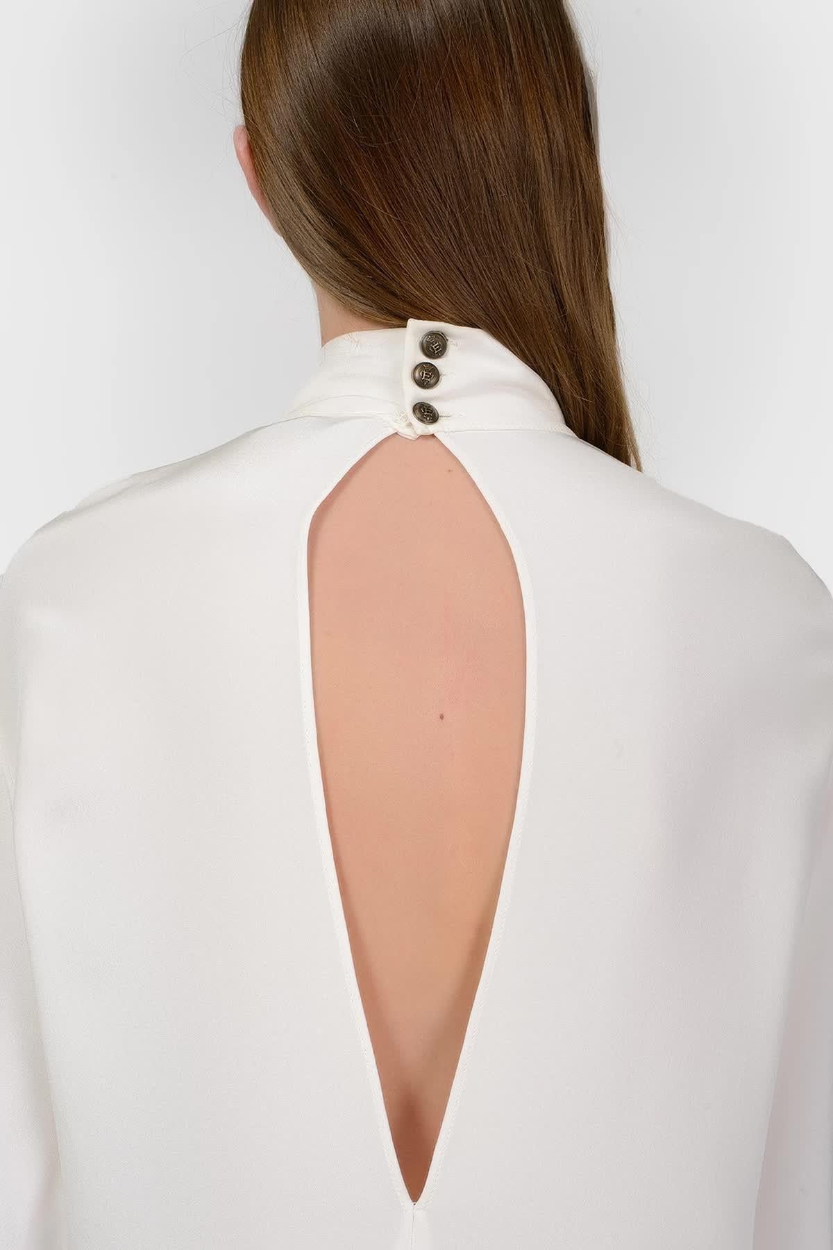 Emilio Pucci Vestido de Seda Blanco con Dragón Dorado Beige en venta