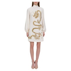 Emilio Pucci - Vestito in seta bianca con drago d'oro