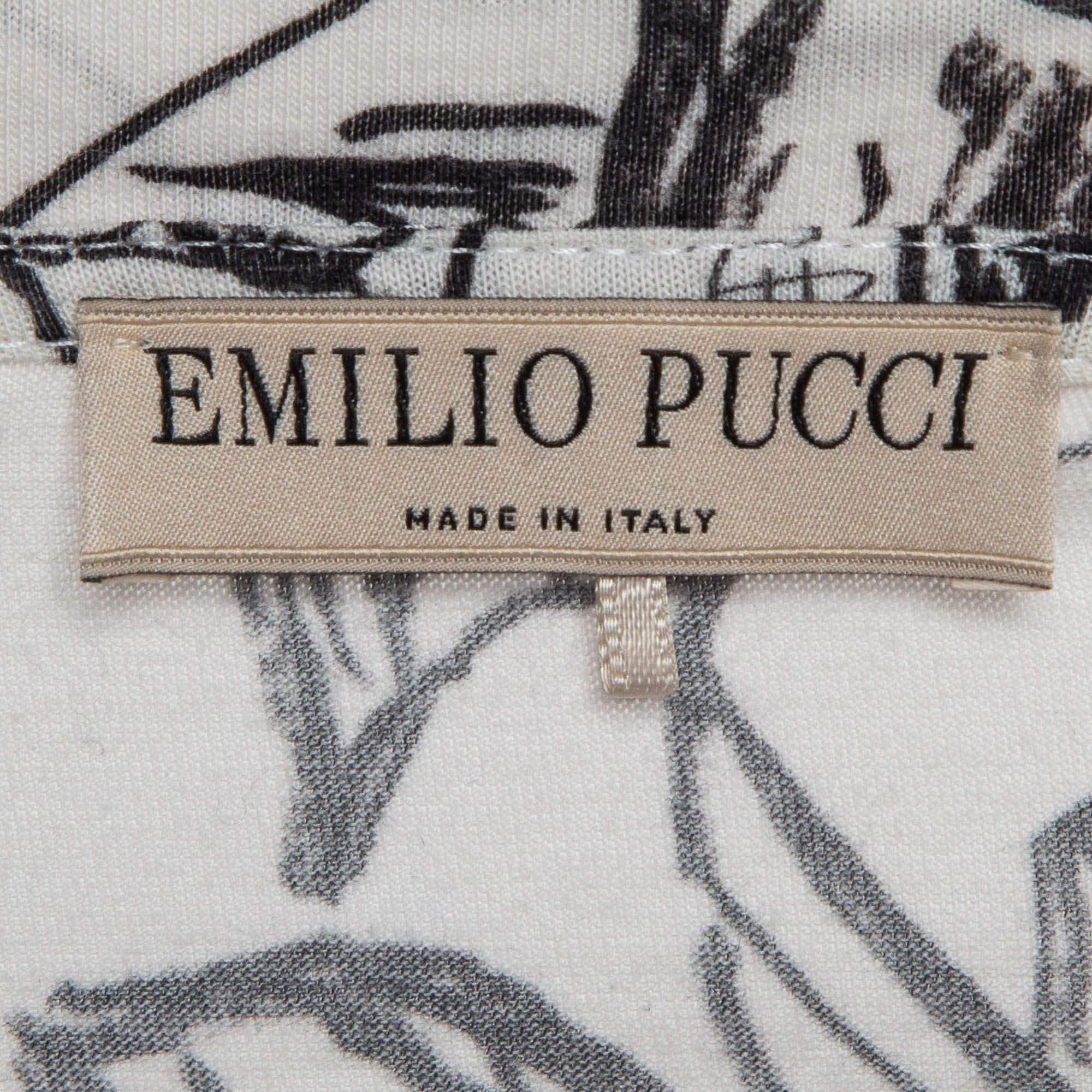 Women's Emilio Pucci White Turisti Fiorentini Print Cotton T-Shirt S For Sale
