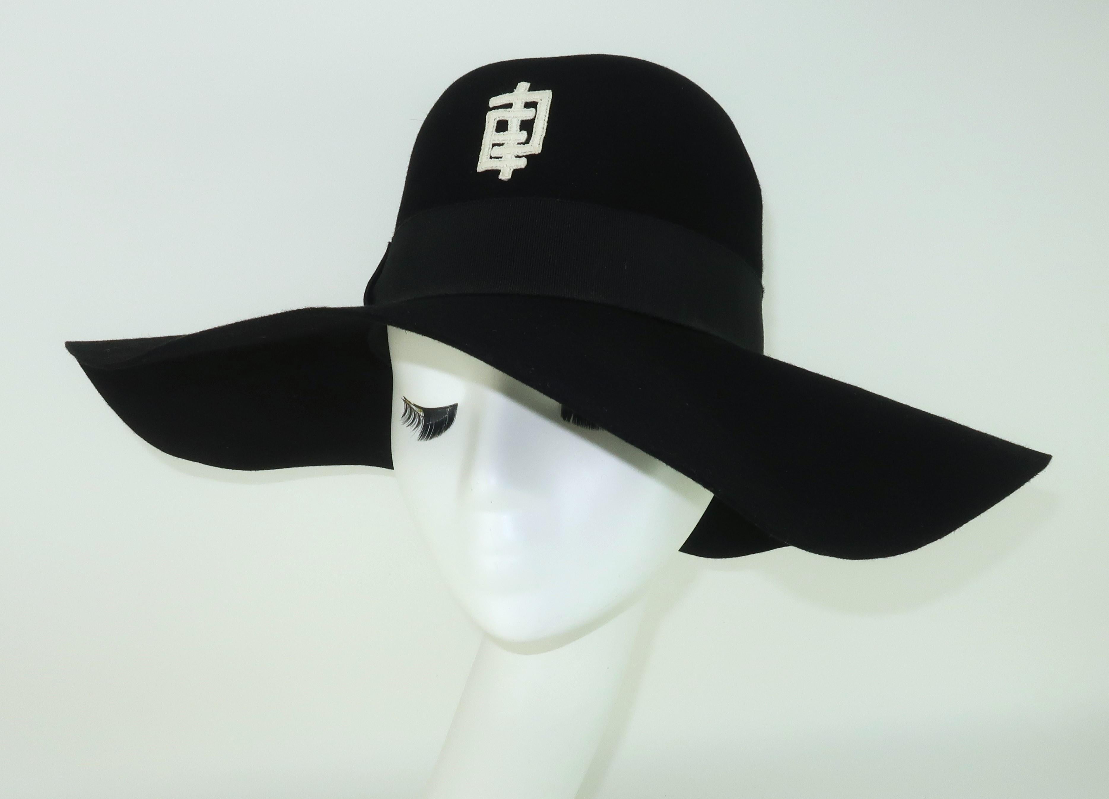 Emilio Pucci Wide Brim Black Felt Floppy Hat, 1960's 6