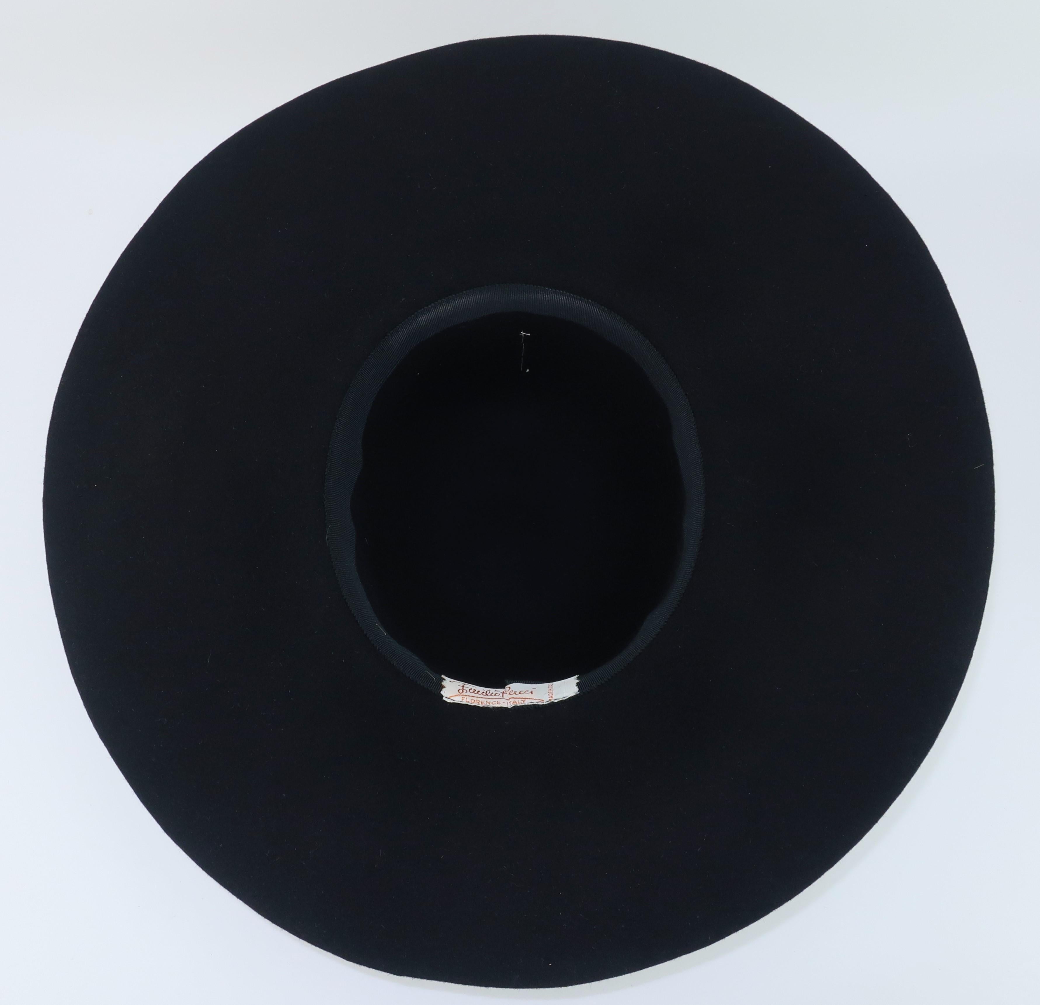 Emilio Pucci Wide Brim Black Felt Floppy Hat, 1960's 7