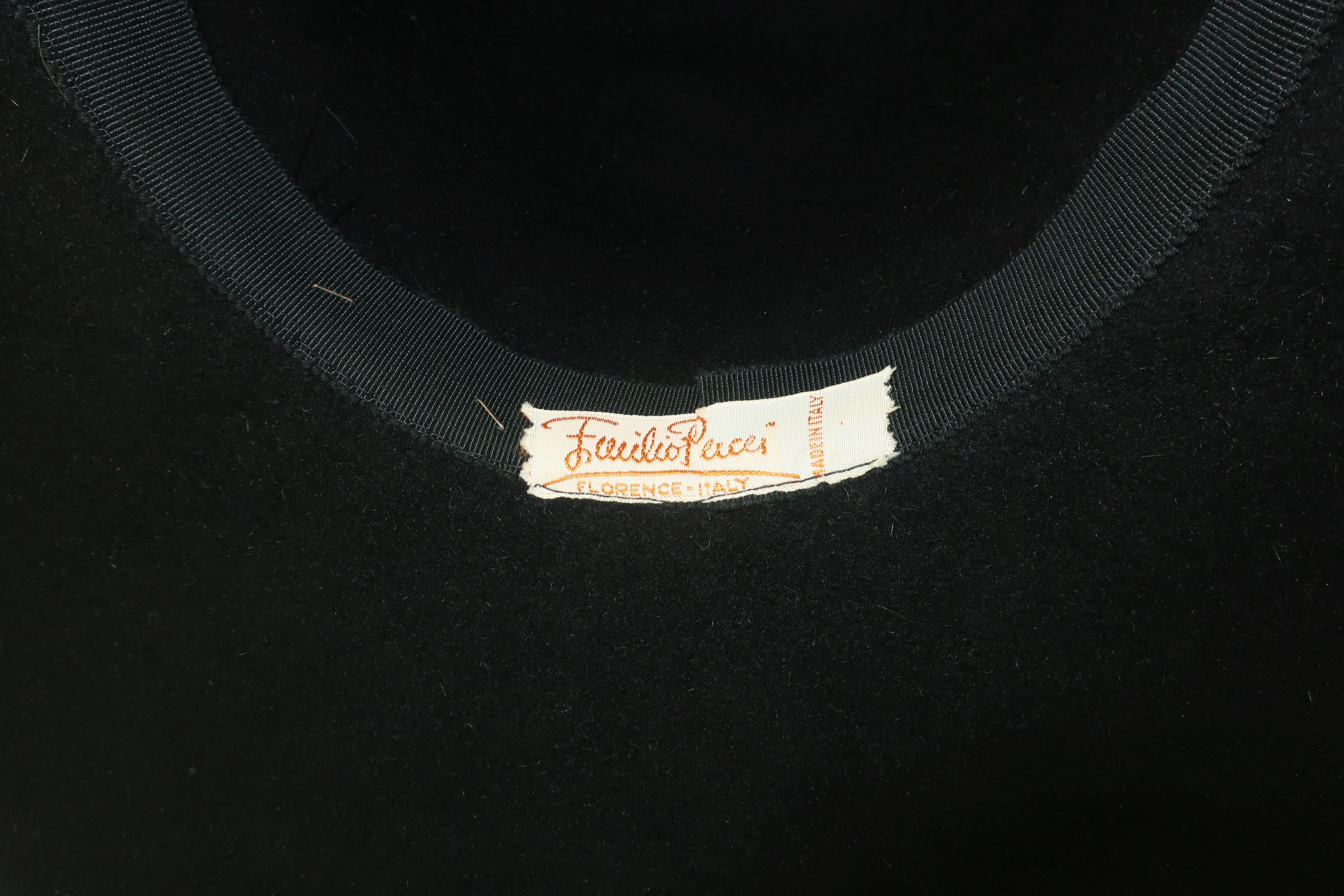 Emilio Pucci Wide Brim Black Felt Floppy Hat, 1960's 8