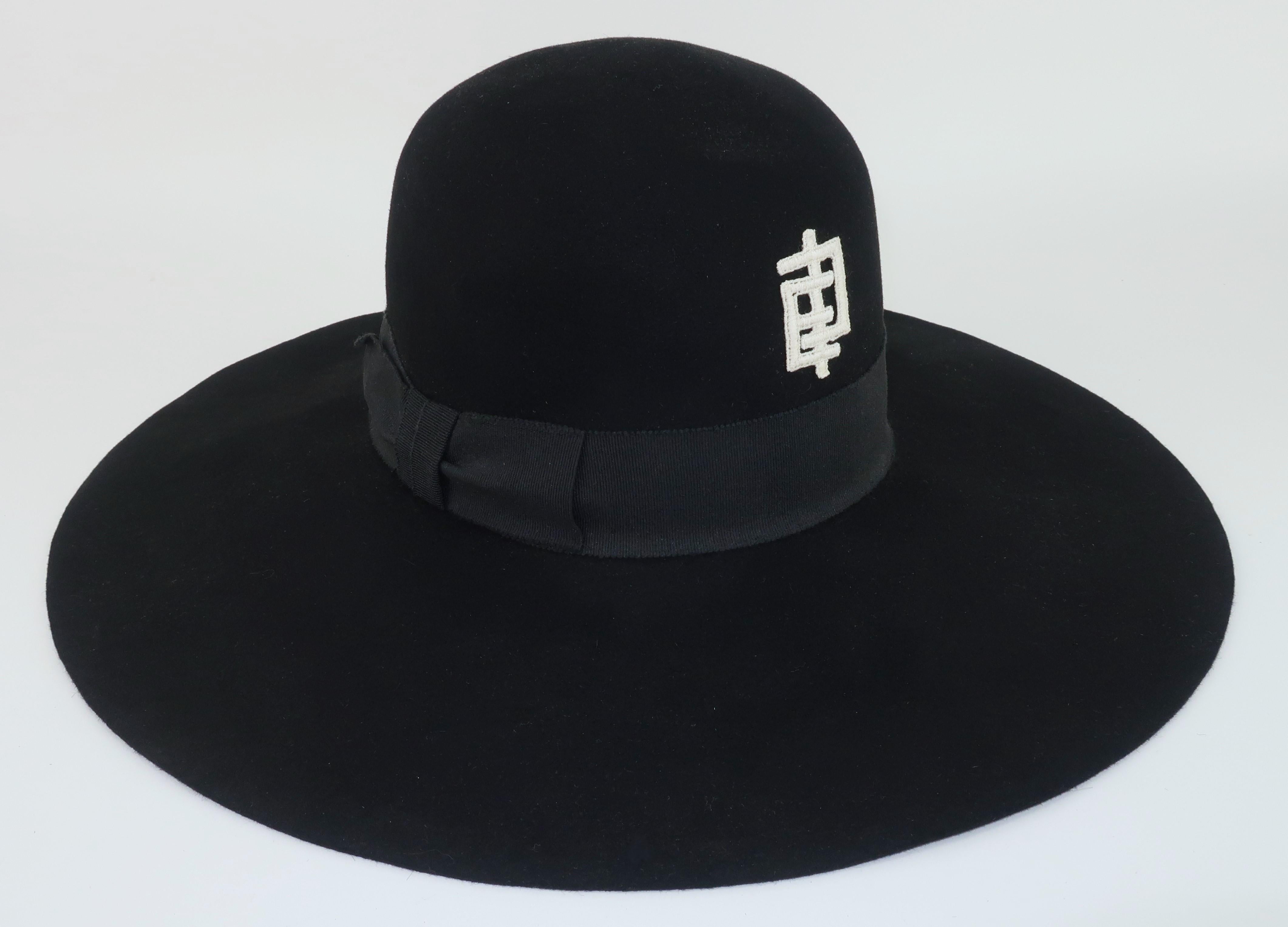 Emilio Pucci Wide Brim Black Felt Floppy Hat, 1960's In Good Condition In Atlanta, GA