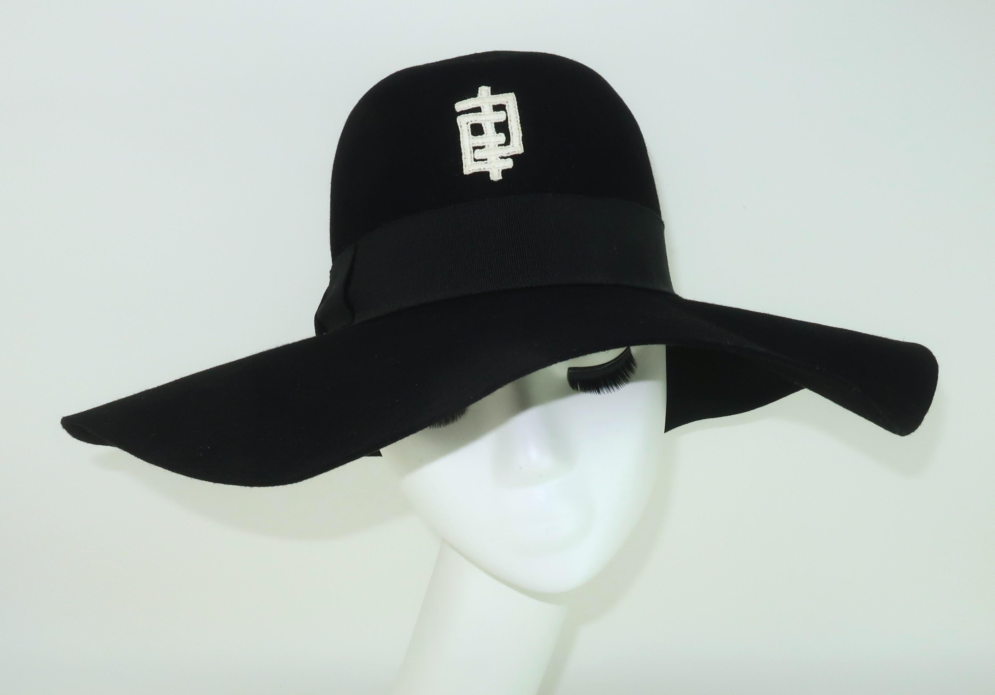 Women's Emilio Pucci Wide Brim Black Felt Floppy Hat, 1960's