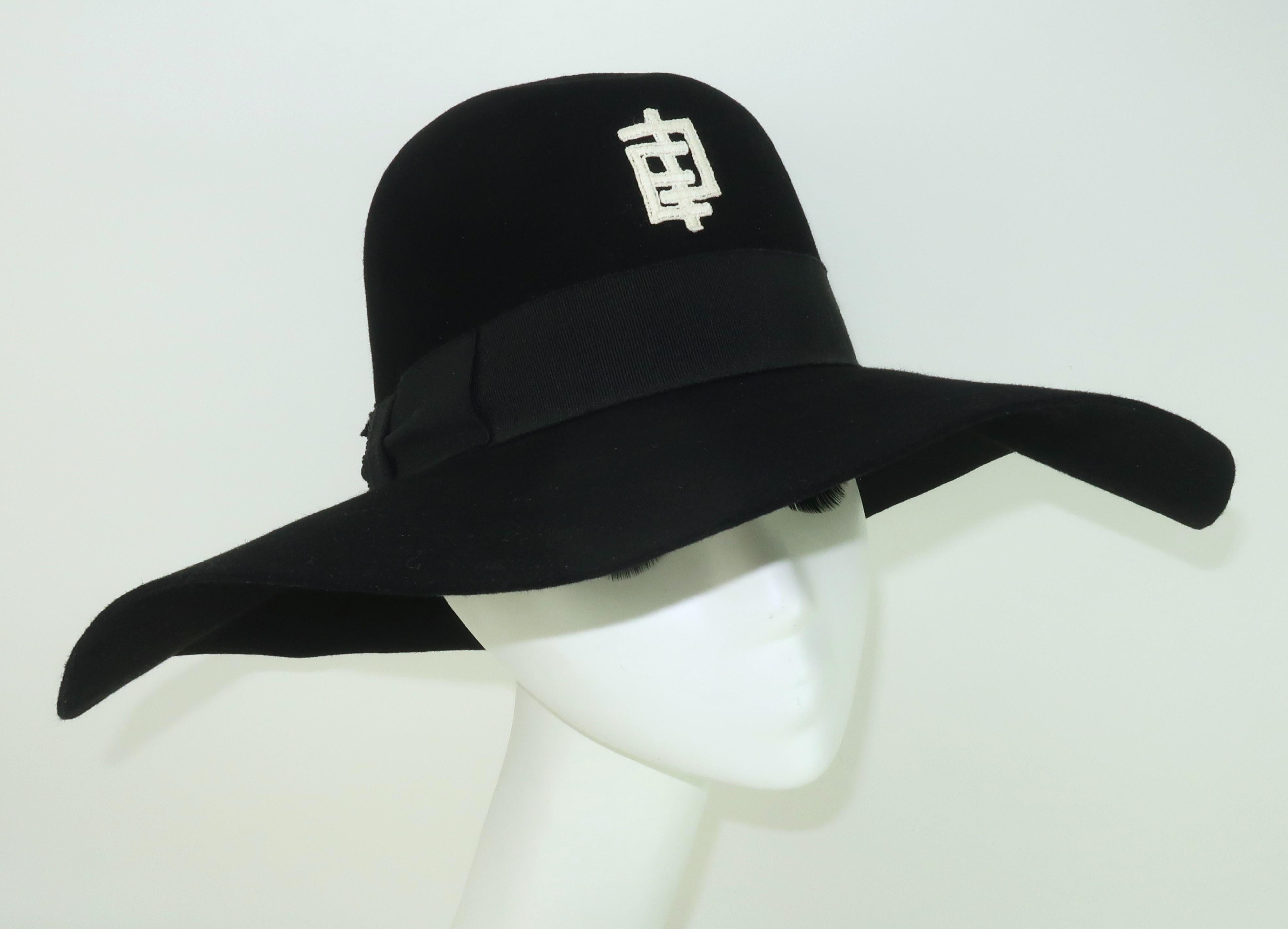 Emilio Pucci Wide Brim Black Felt Floppy Hat, 1960's 2