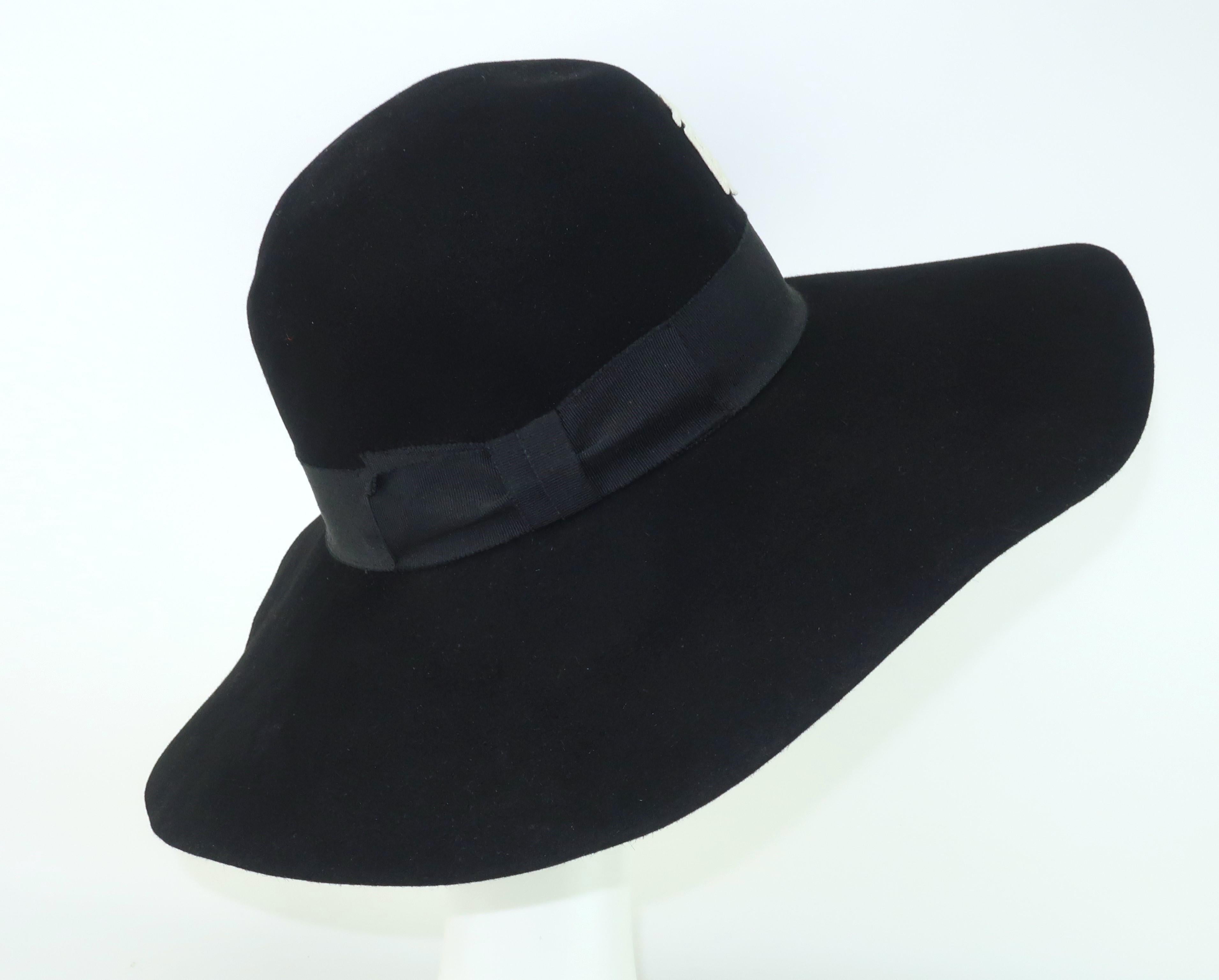 Emilio Pucci Wide Brim Black Felt Floppy Hat, 1960's 3