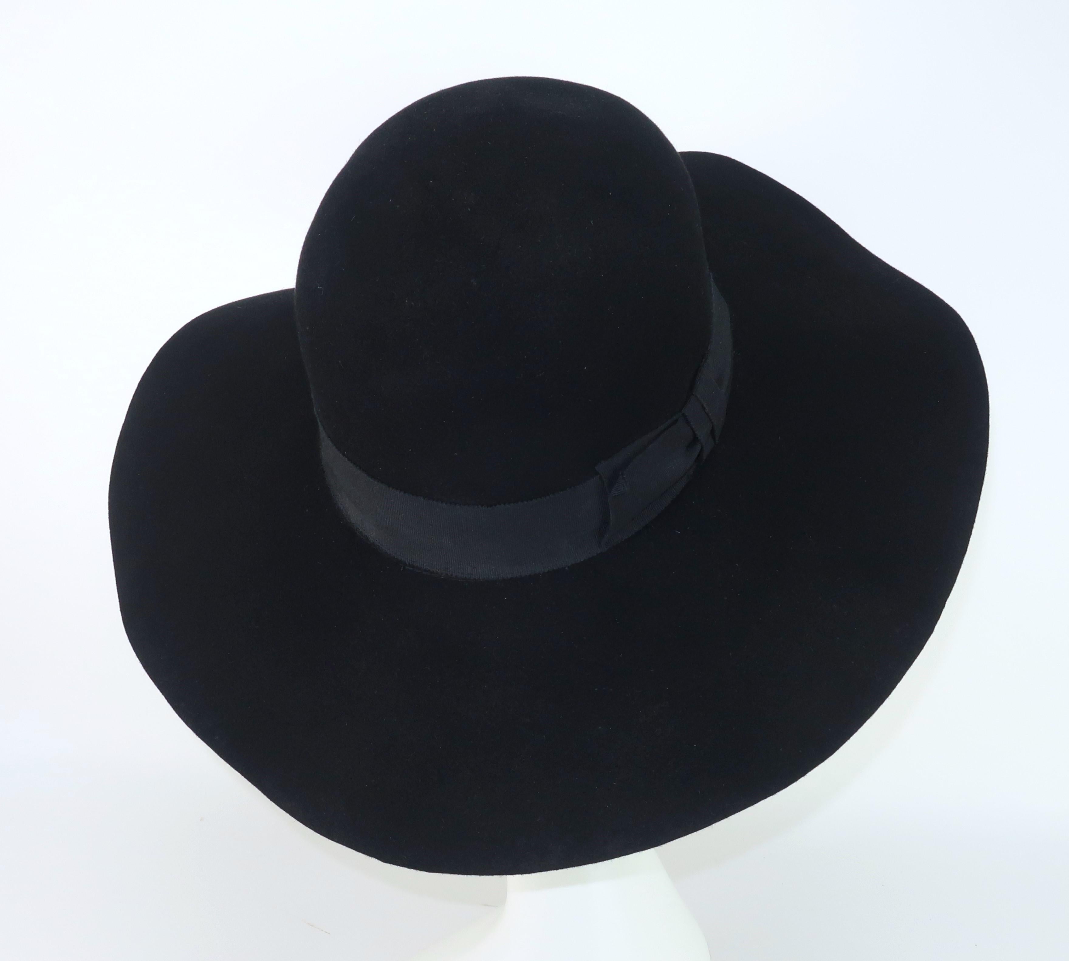 Emilio Pucci Wide Brim Black Felt Floppy Hat, 1960's 4