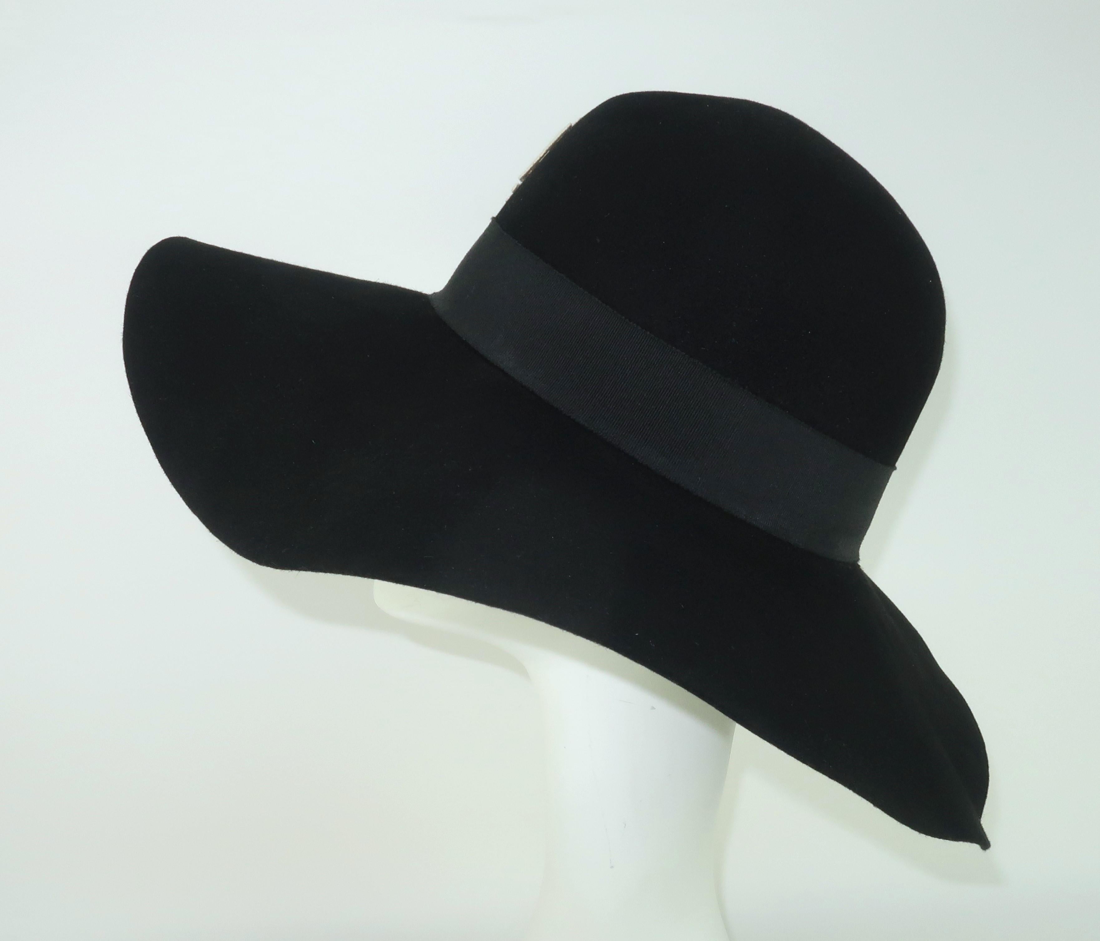Emilio Pucci Wide Brim Black Felt Floppy Hat, 1960's 5