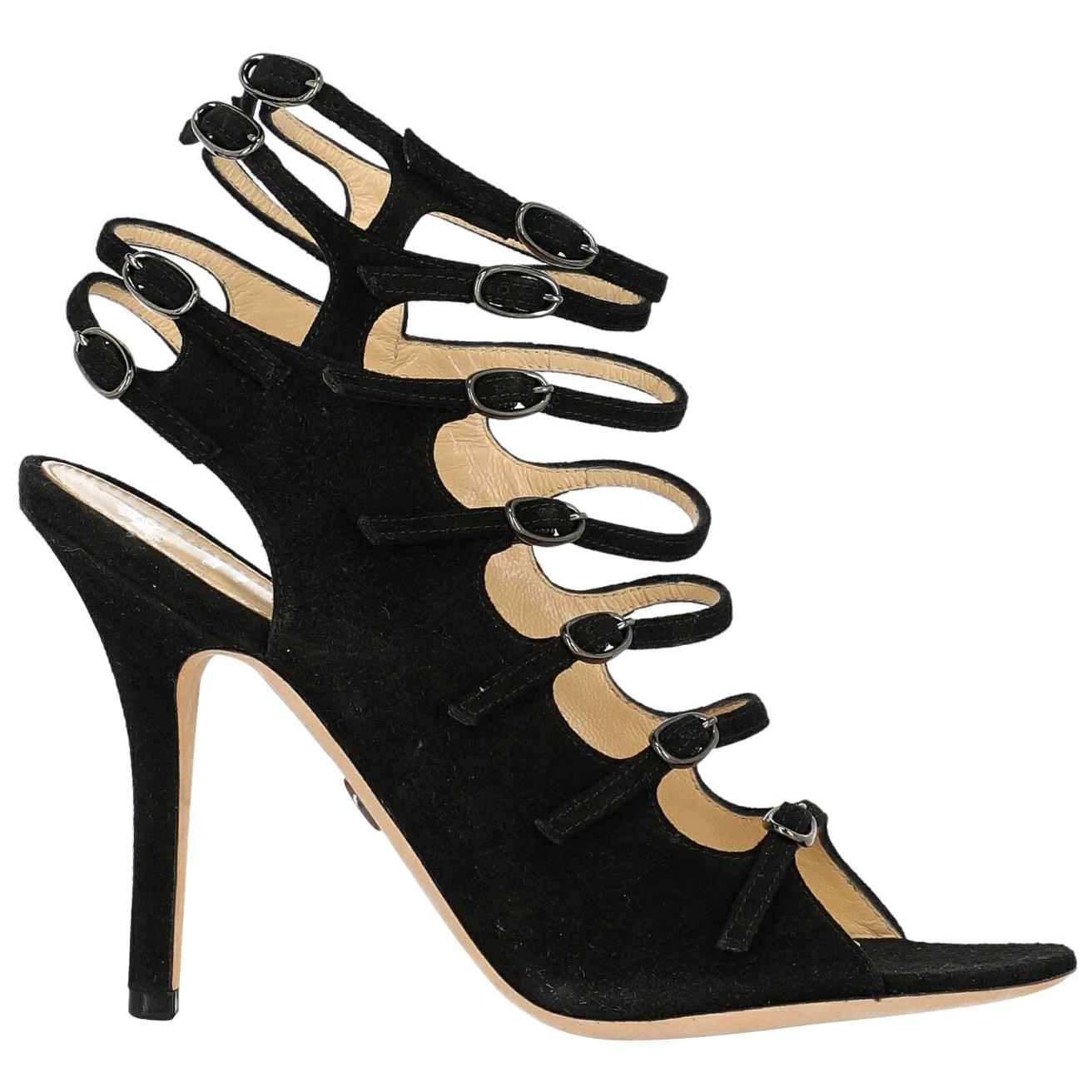 Emilio Pucci Woman Sandals Black Leather IT 36 For Sale
