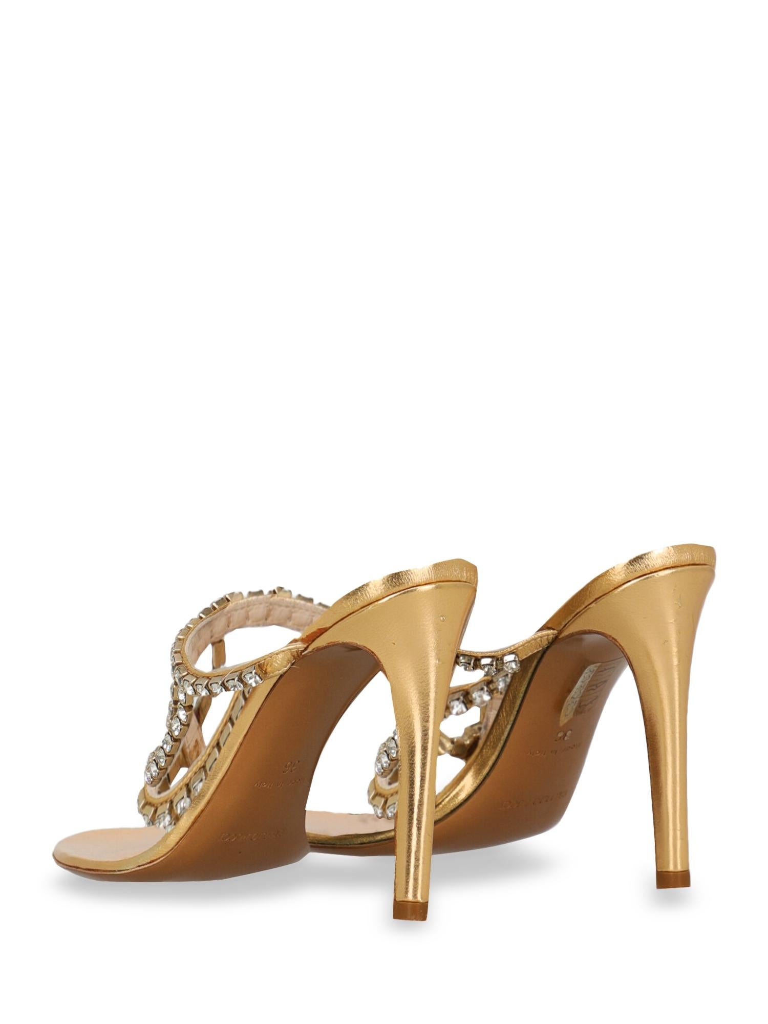 Brown Emilio Pucci Woman Sandals Gold Leather IT 36 For Sale