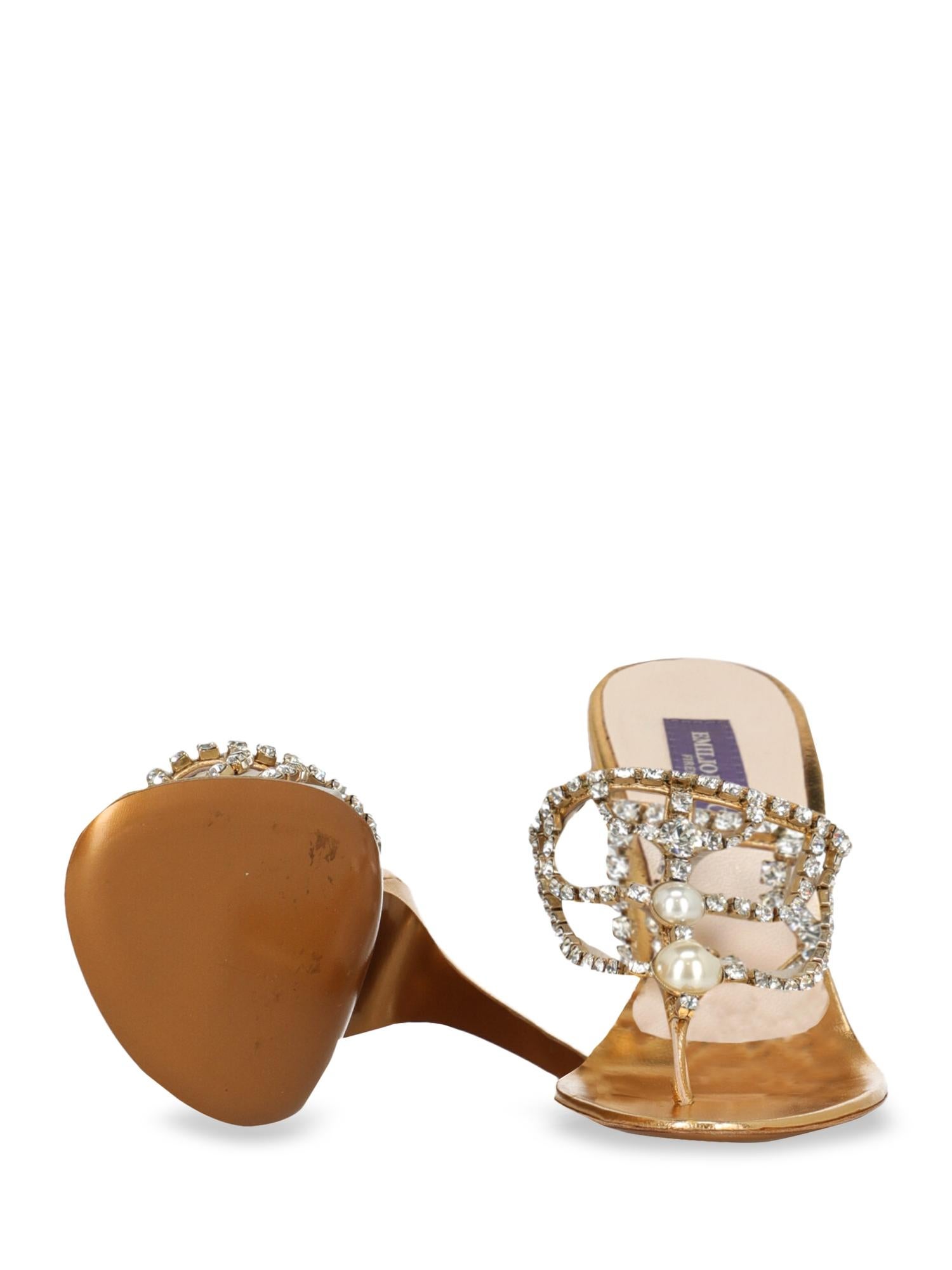 Women's Emilio Pucci Woman Sandals Gold Leather IT 36 For Sale