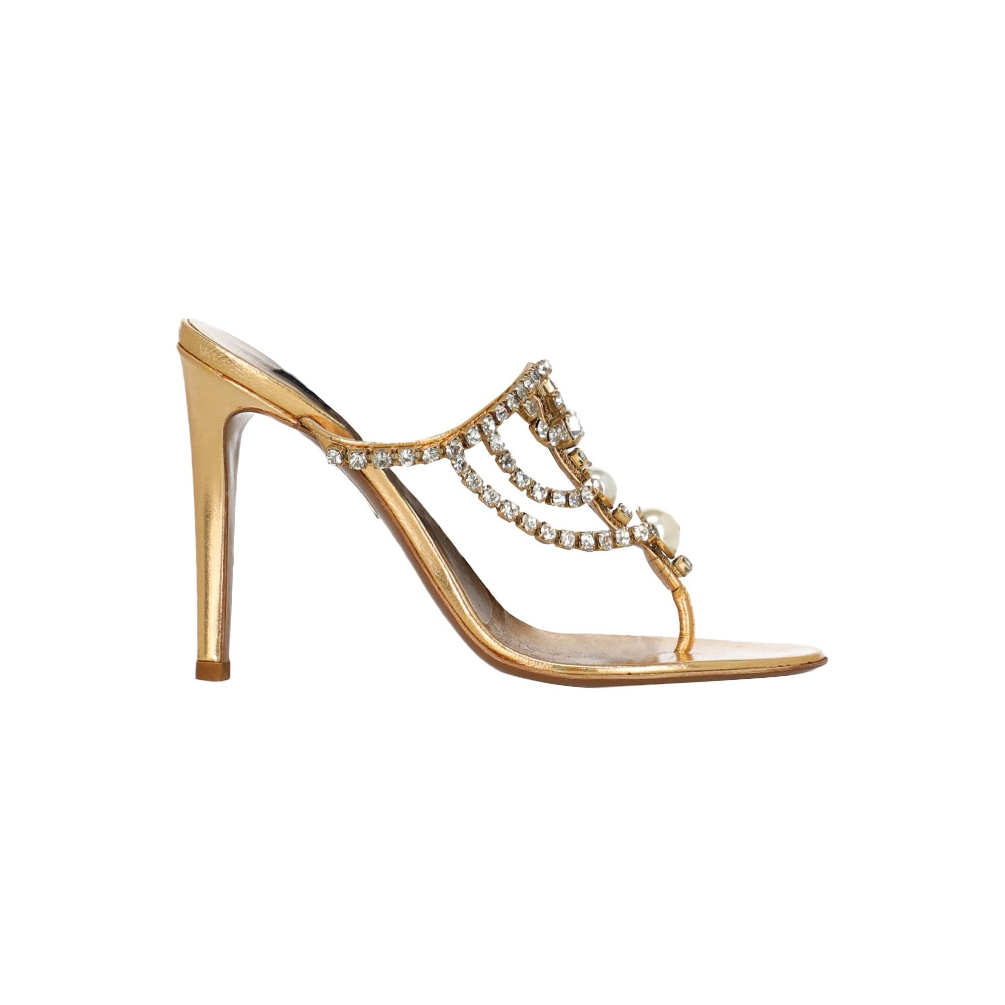 Emilio Pucci Woman Sandals Gold Leather IT 36 For Sale