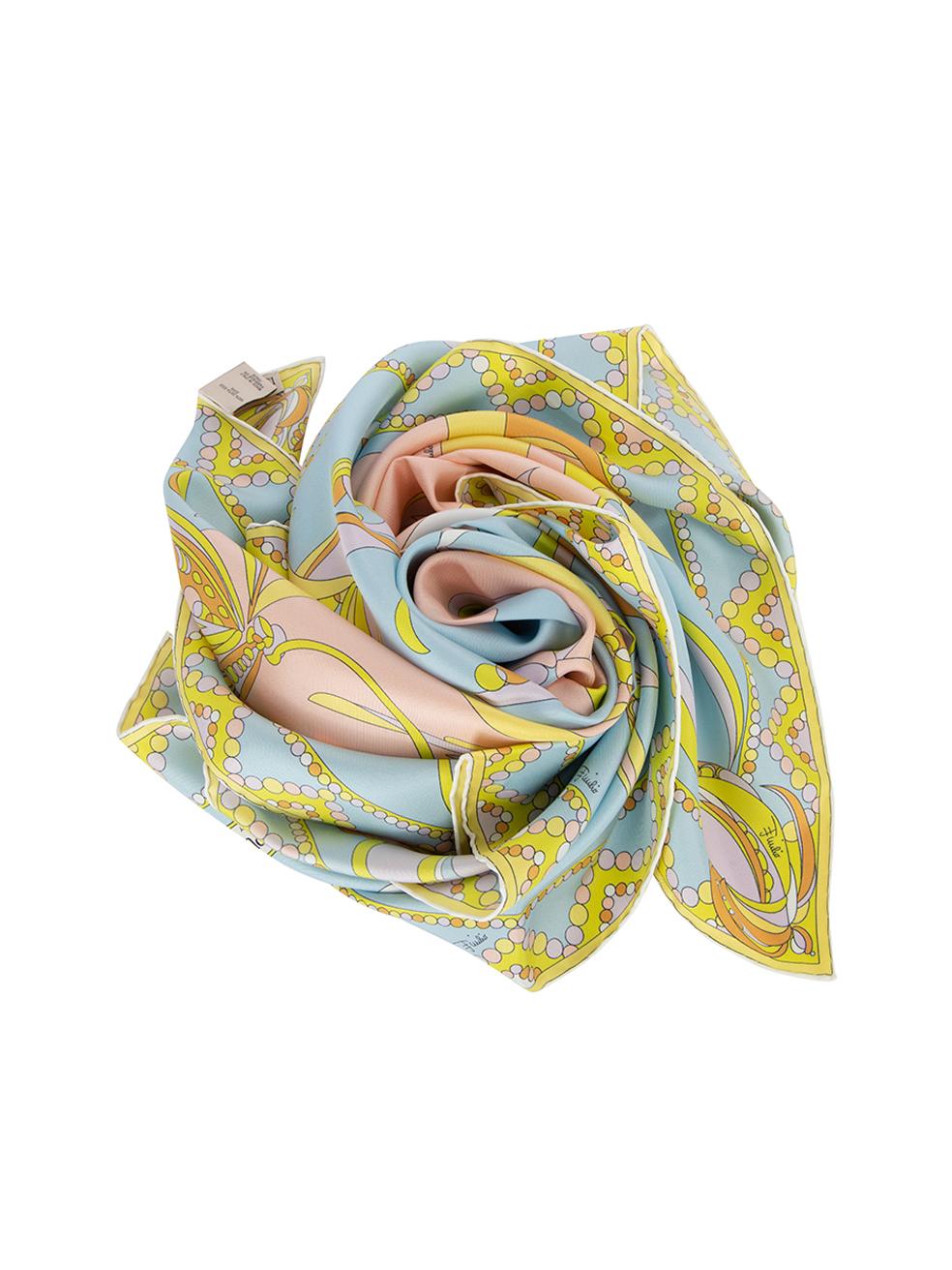 CONDITION is Never Worn. No visible wear to scarf is evident on this used Emilio Pucci designer resale item.   Details  Multicolour Silk Square scarf Abstract floral pattern   Made in Italy  Composition 100% Silk  Care instructions: Professional dry