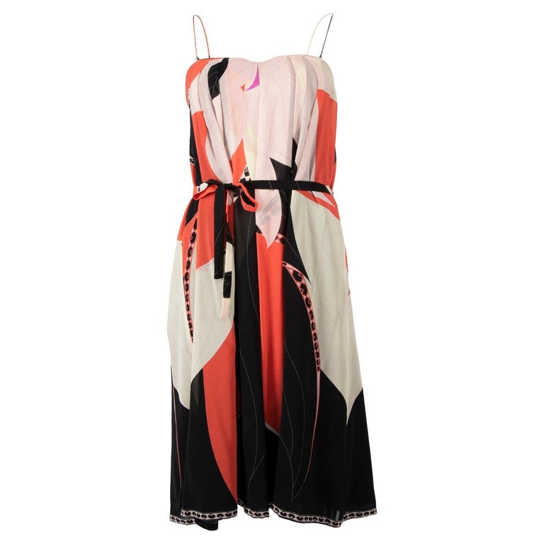 Emilio Pucci Women's Abstract Multicolour Silk Dress For Sale at 1stDibs
