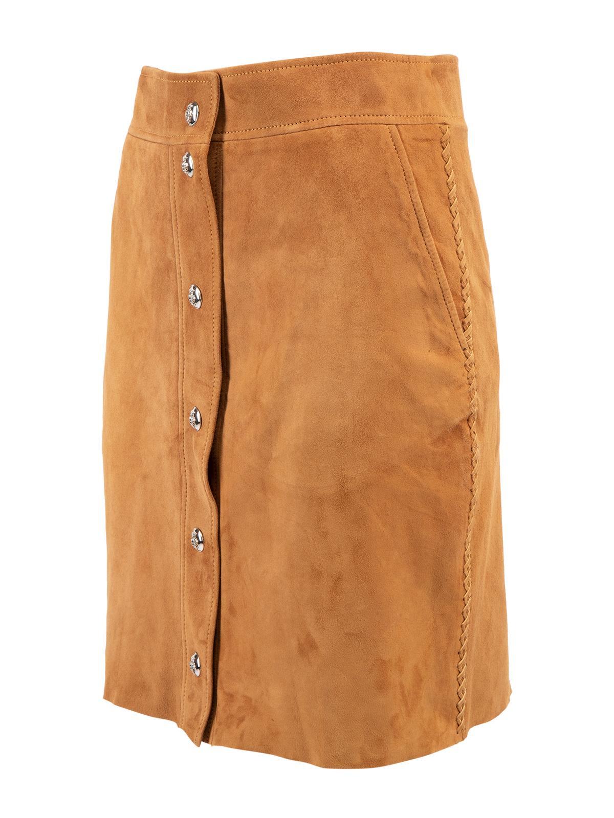 Emilio Pucci Women's Camel Suede Button Skirt 1