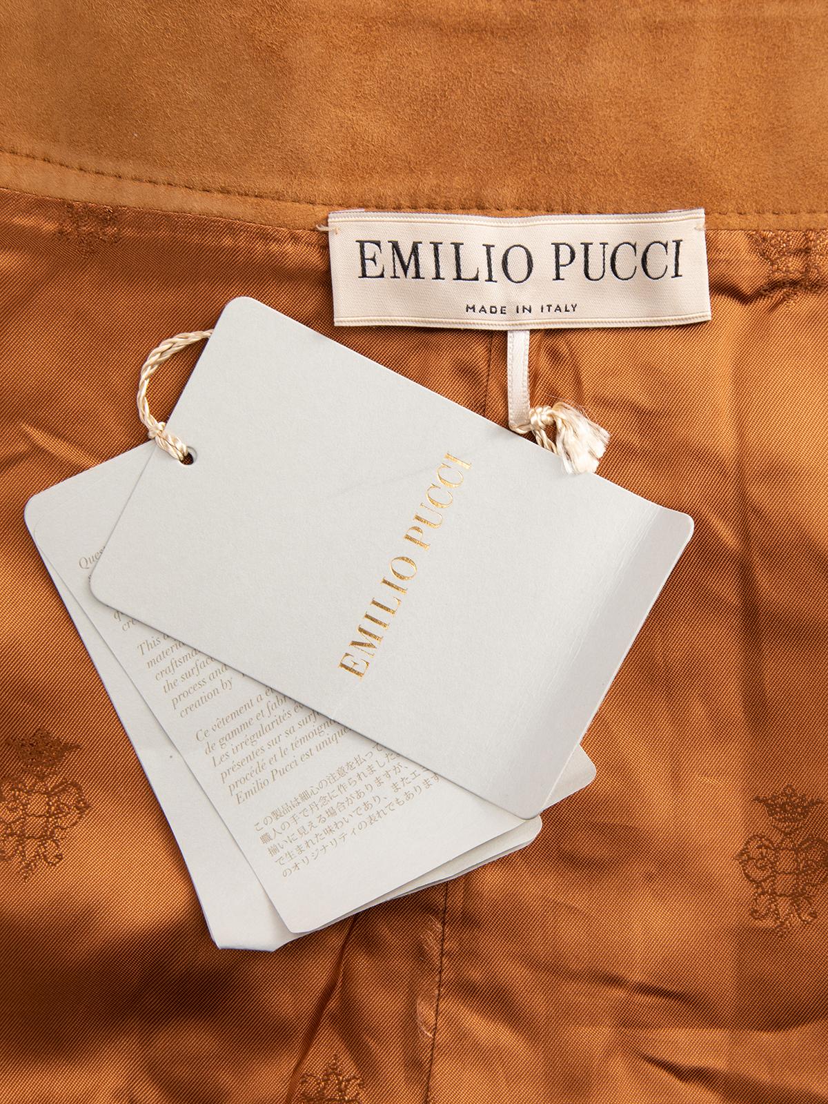 Emilio Pucci Women's Camel Suede Button Skirt 3