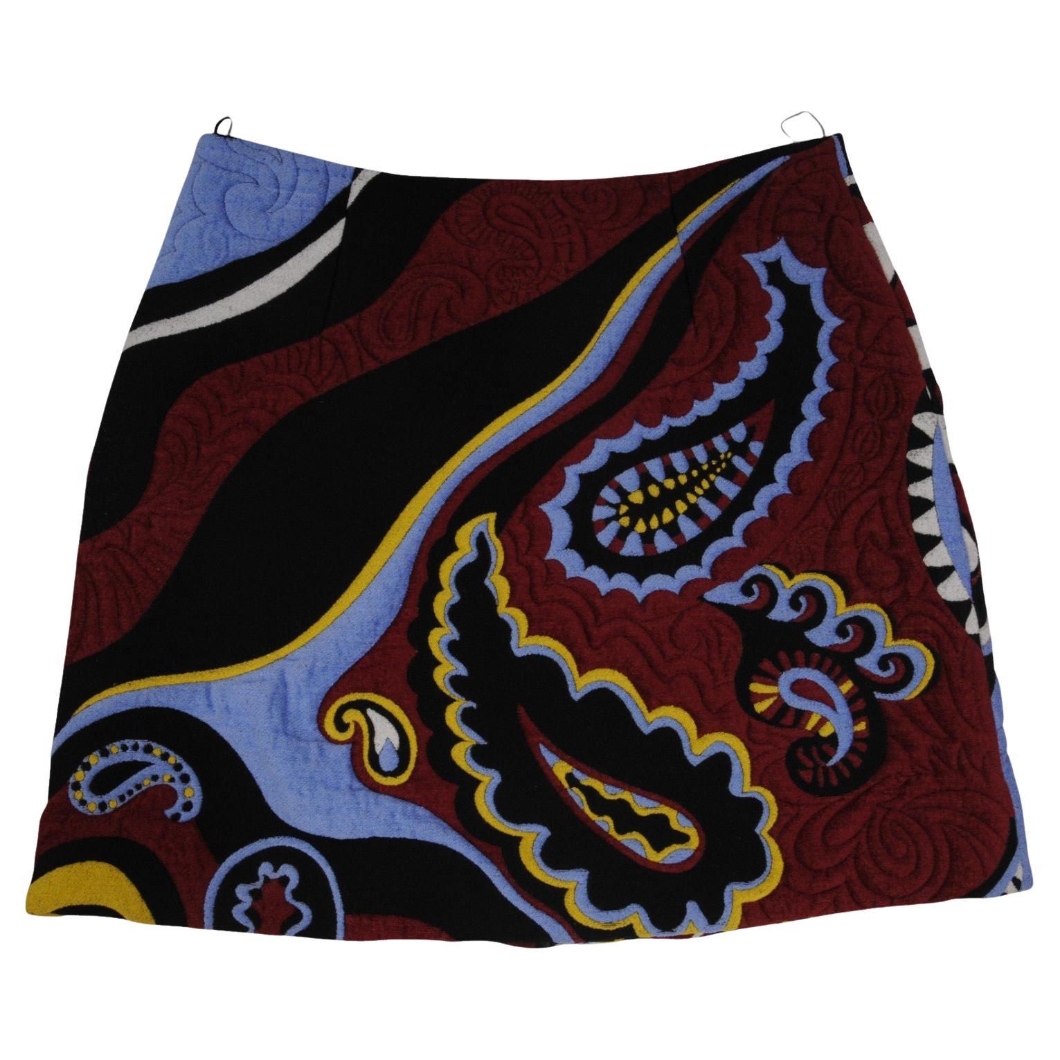 Emilio Pucci Womens Mosaic Mini Skirt IT 36 Double Zip Red Yellow Viscose Blend im Angebot