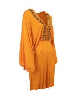 Emilio Pucci Women's Orange Beaded Detailed Mini Dress