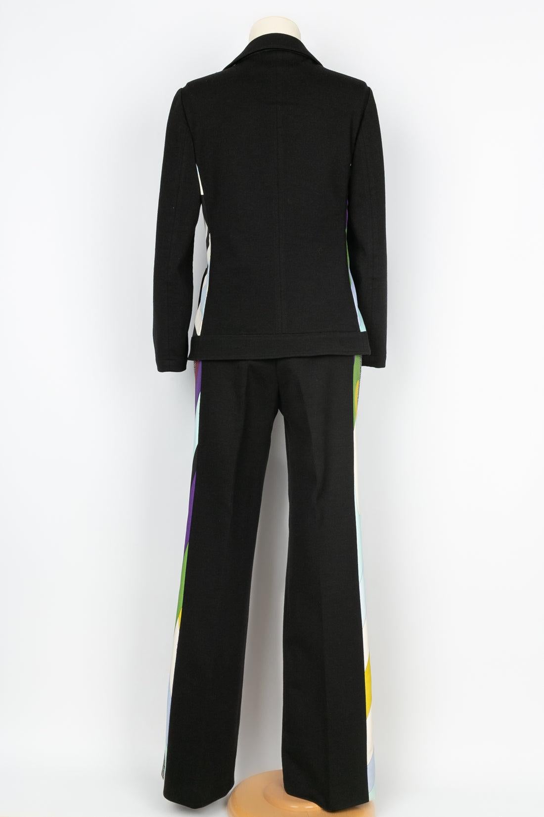 Gris Emilio Pucci Costume en laine et imprimé géométrique multicolore en vente