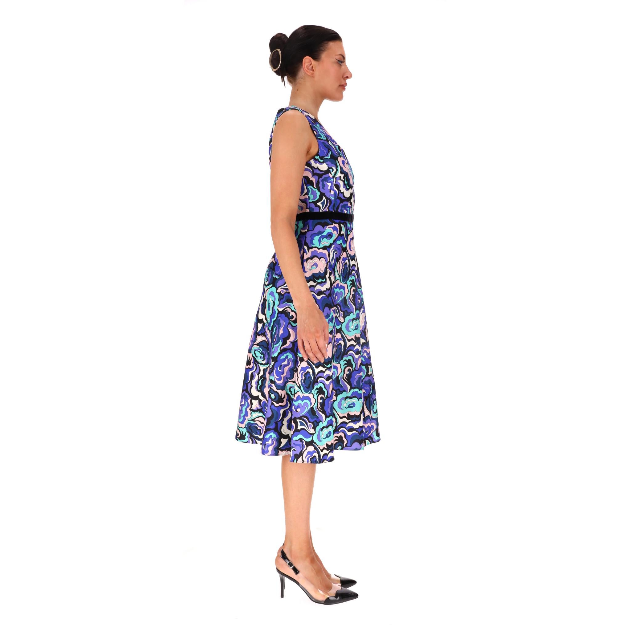 Viola Emilio Pucci - Vestito floreale in lana e misto seta in vendita