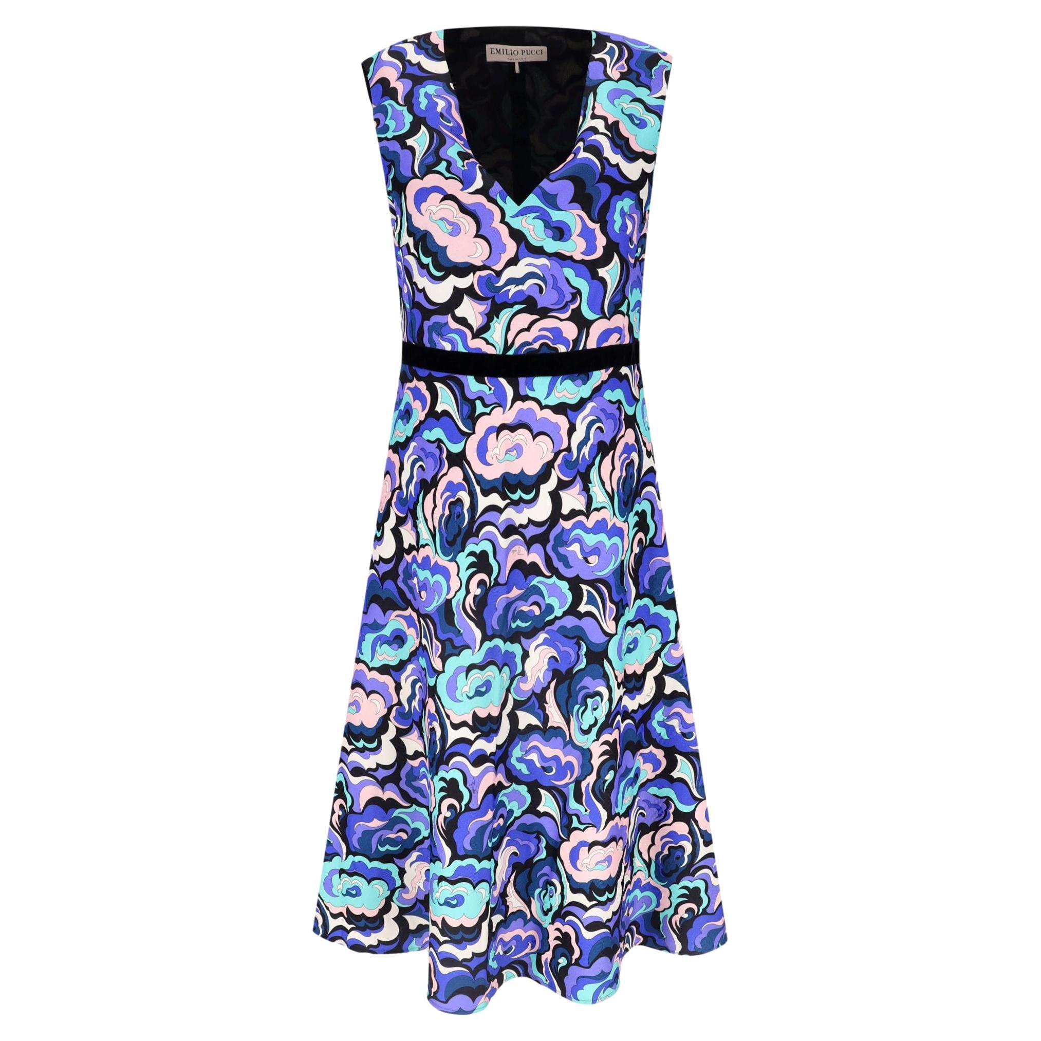 Emilio Pucci Geblümtes Kleid aus Wolle und Seide