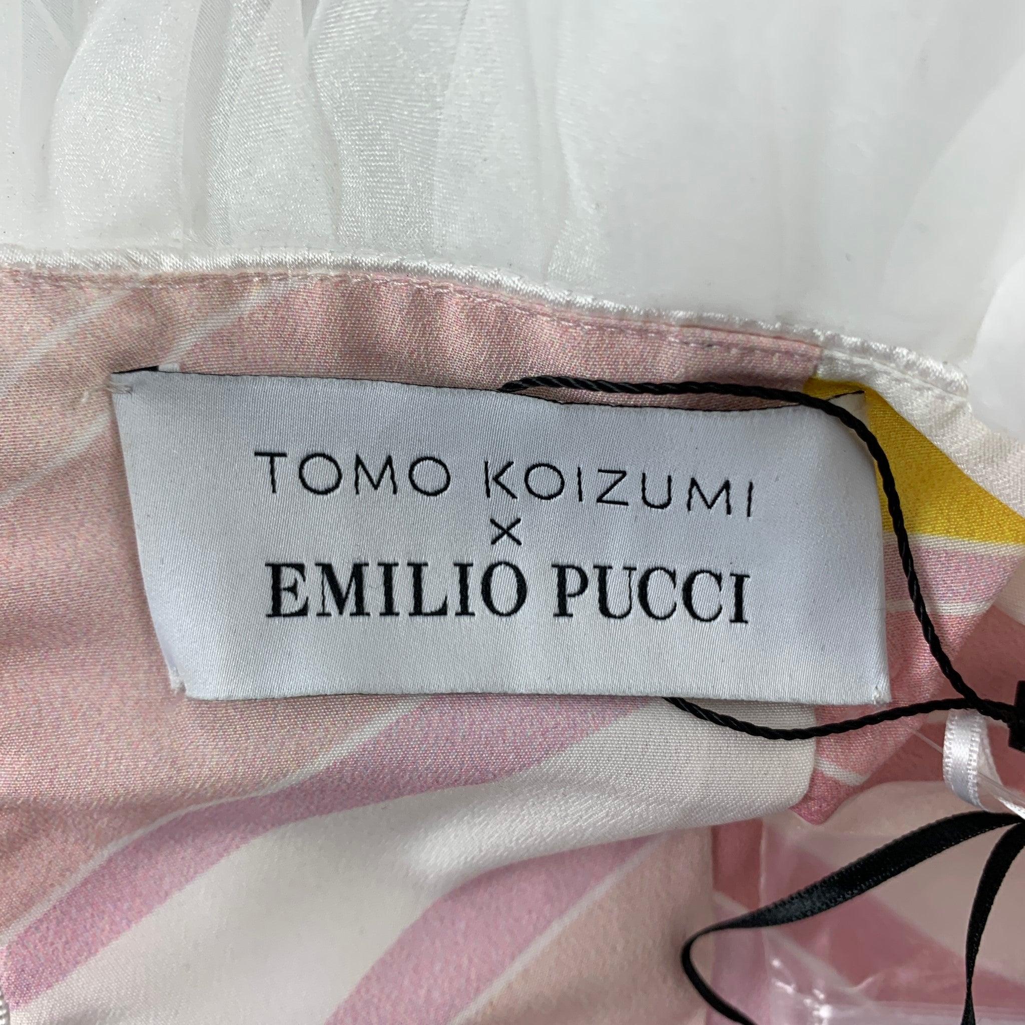 EMILIO PUCCI x TOMO KOIZUMI Größe 2 Weißer geraffter Playsuit aus Polyestermischung und Tüll im Angebot 4