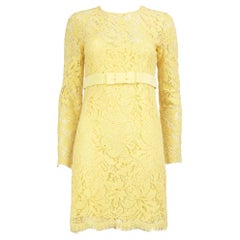 Emilio Pucci Yellow Lace Bow Accent Mini Dress Size S