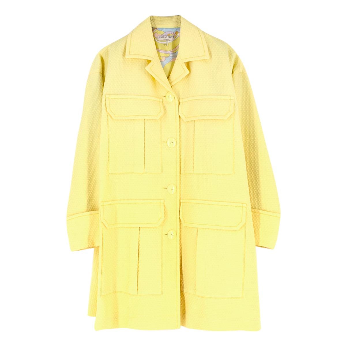 Emilio Pucci yellow matelasse oversized coat Size M 1