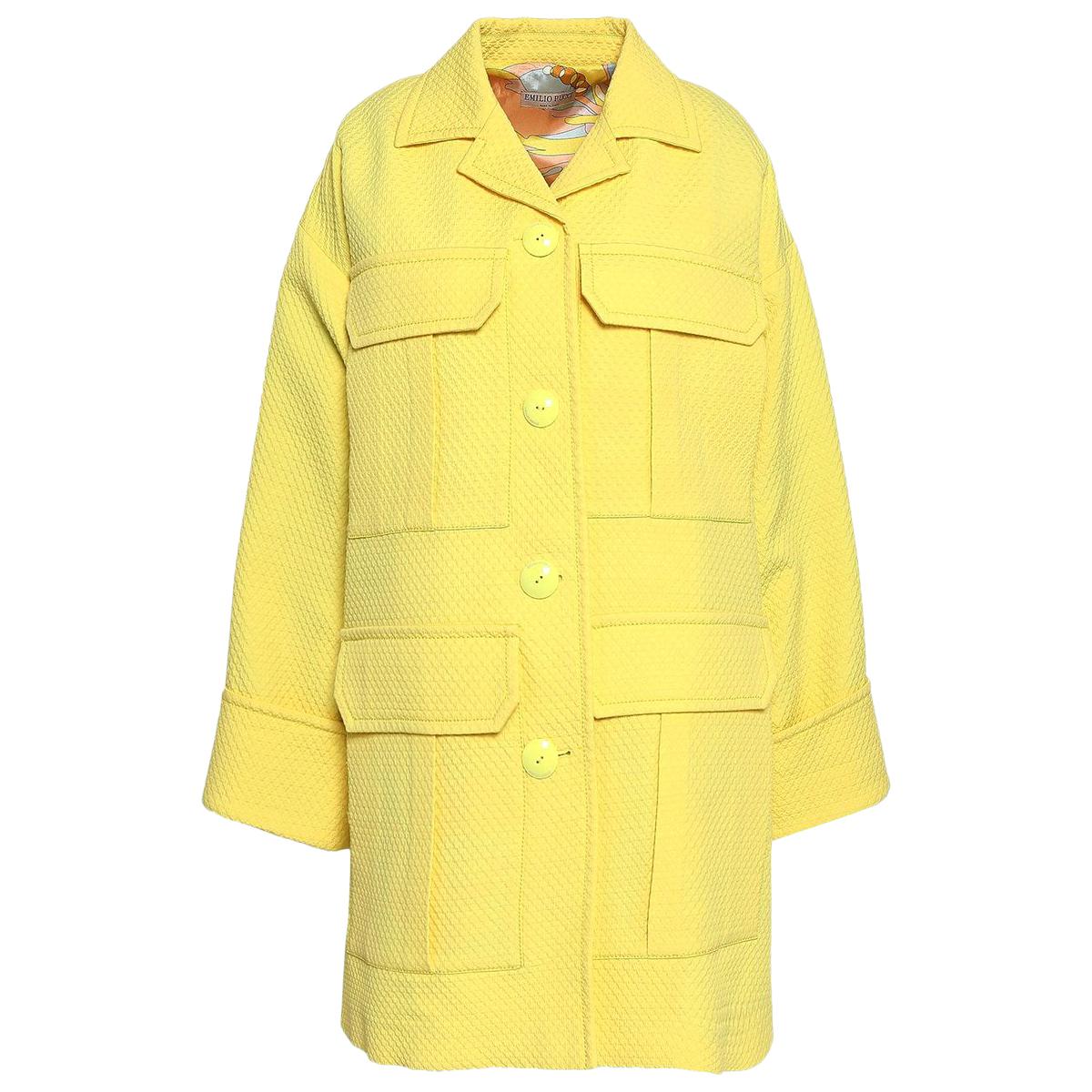 Emilio Pucci yellow matelasse oversized coat Size M