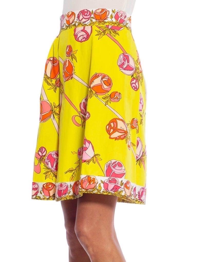 EMILIO PUCCI Yellow & Pink Cotton Floral Skirt 1