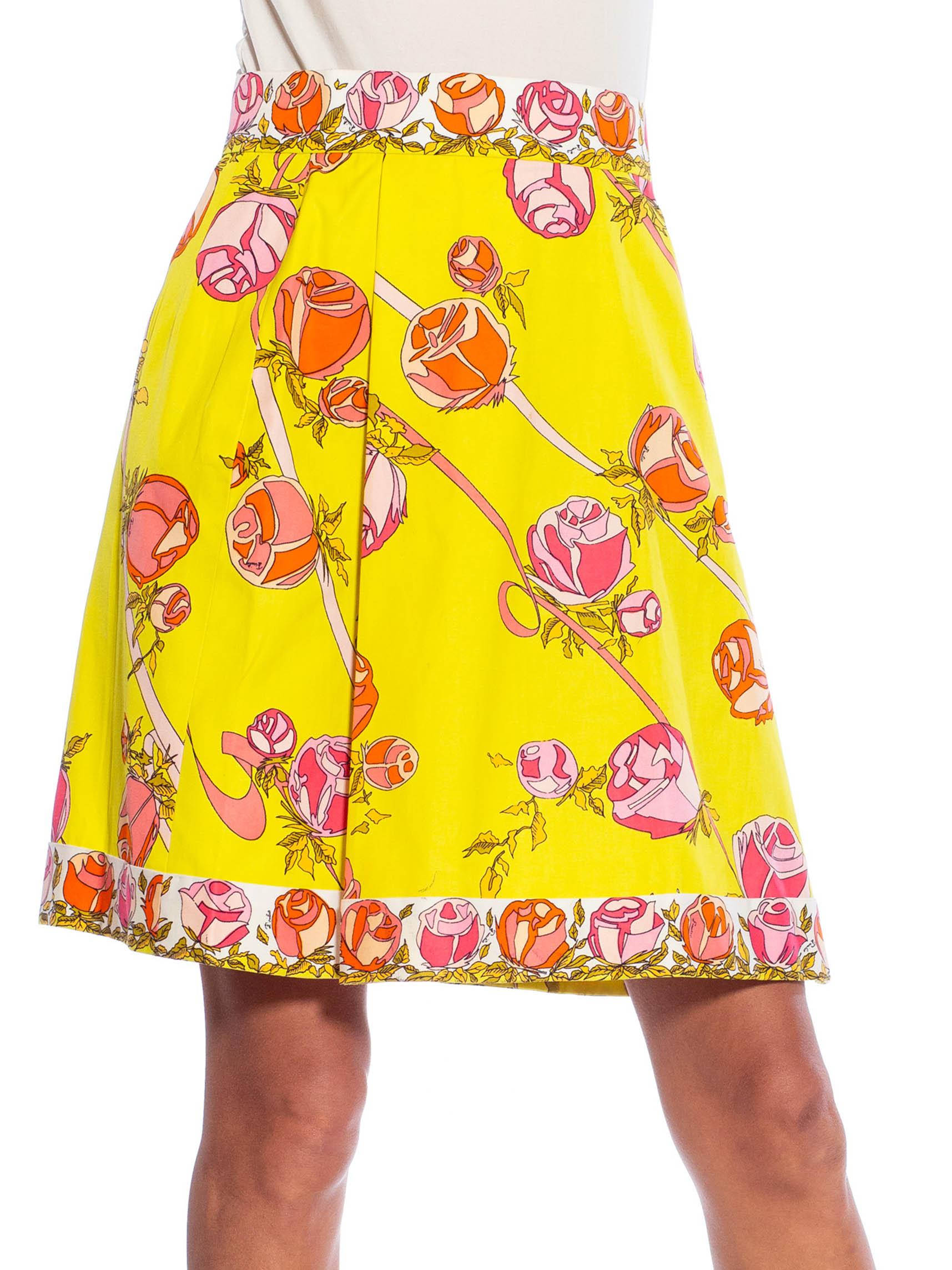EMILIO PUCCI Yellow & Pink Cotton Floral Skirt For Sale 1