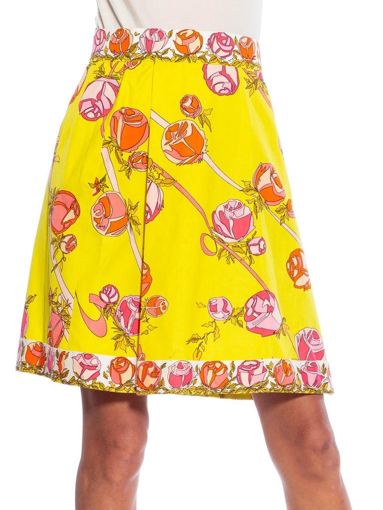 EMILIO PUCCI Yellow & Pink Cotton Floral Skirt 2