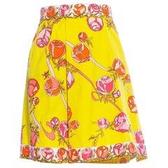 EMILIO PUCCI Yellow 
Pink Cotton Floral Skirt