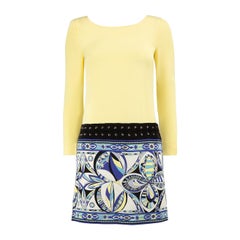 Emilio Pucci Yellow Printed Panel Mini Dress Size XS