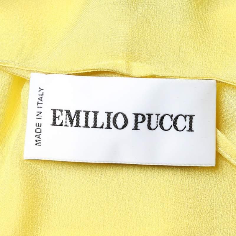 Emilio Pucci Yellow Silk Pleated Detail Kaftan Maxi Dress M 1