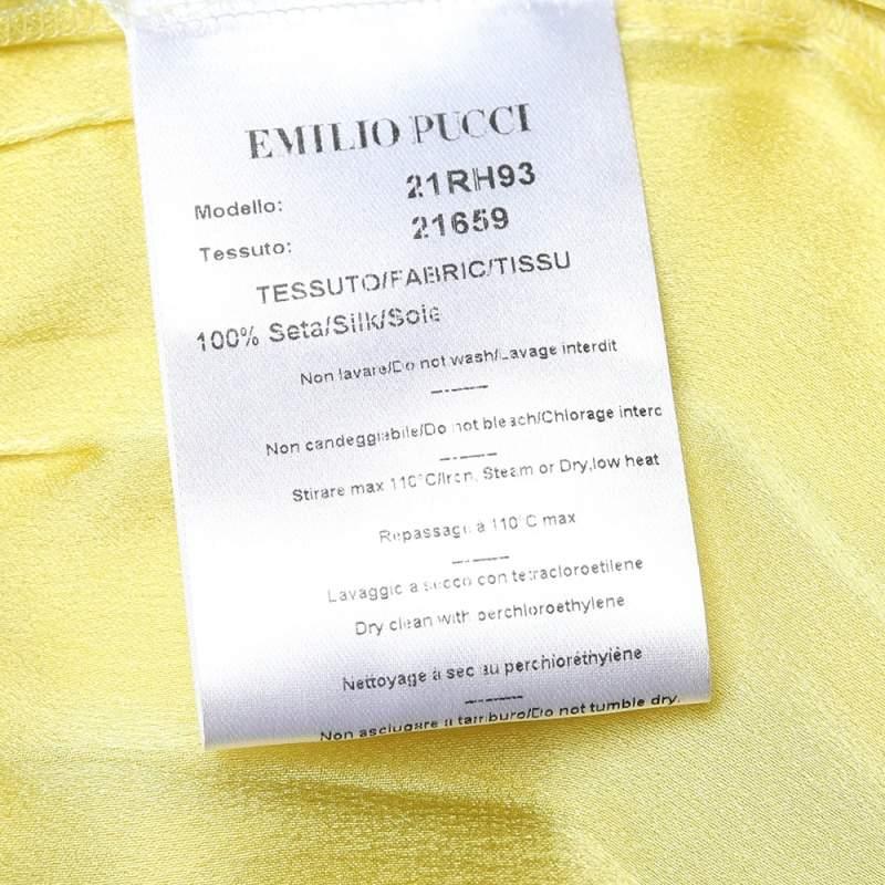 Emilio Pucci Yellow Silk Pleated Detail Kaftan Maxi Dress M 2