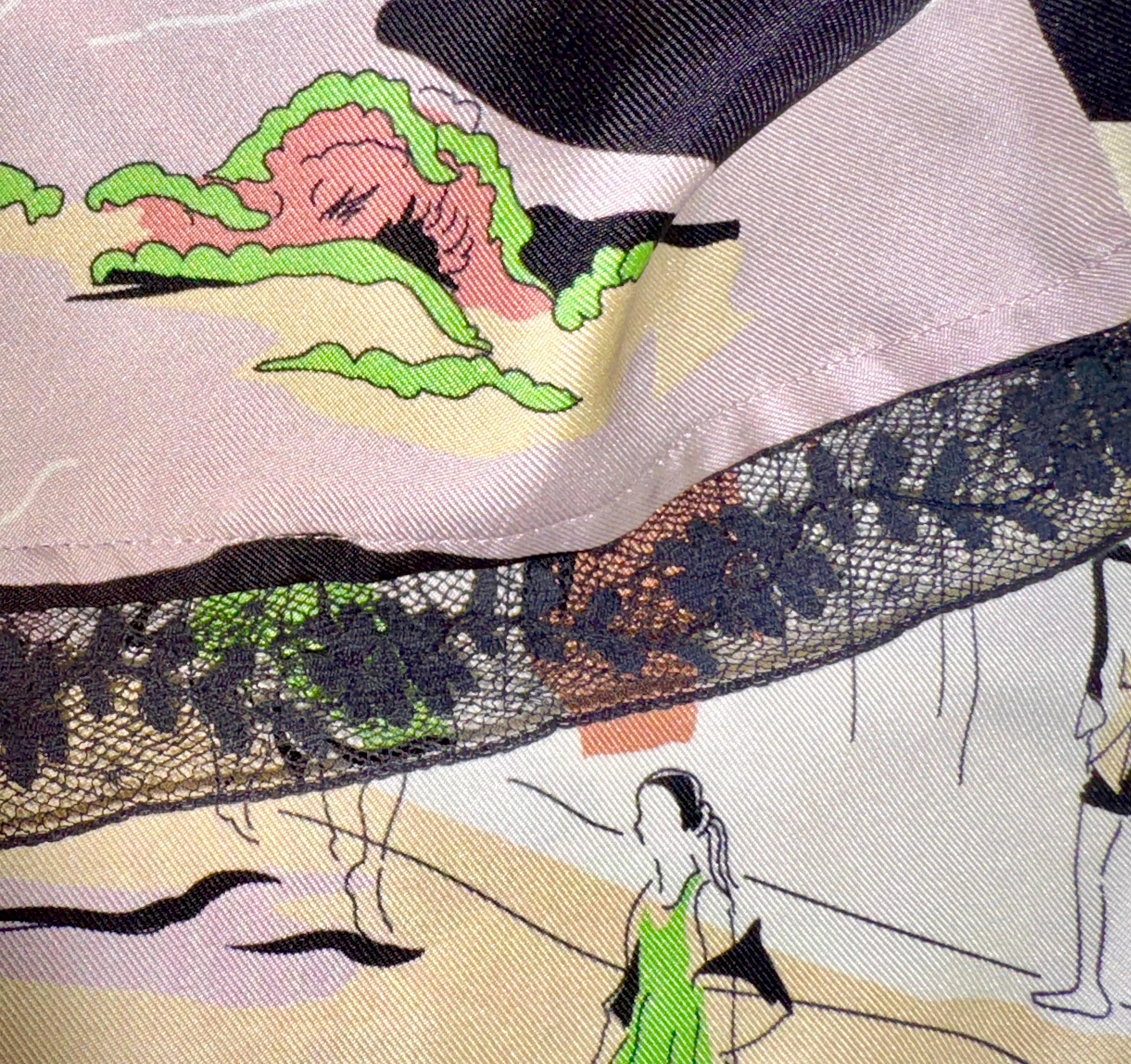 EMILIO PUCCI Robe tunique droite Hollywood imprimée signature multicolore en soie 44 en vente 2