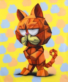 Garfield -  Original Mixed Media Origami Inspired Painting