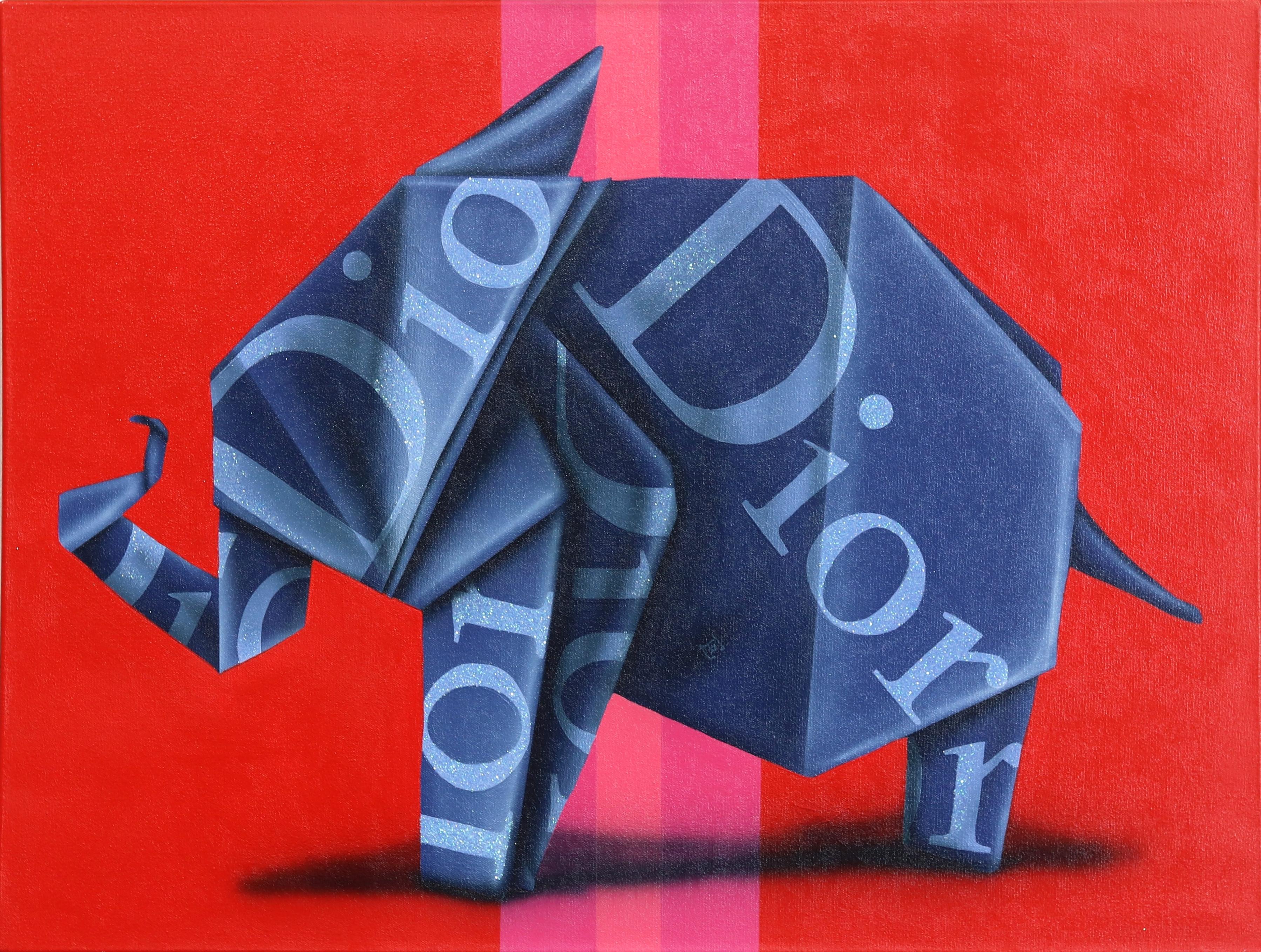 Emilio Rama Figurative Painting - Honor and Dior -  Original Mixed Media Origami Inspired Painting