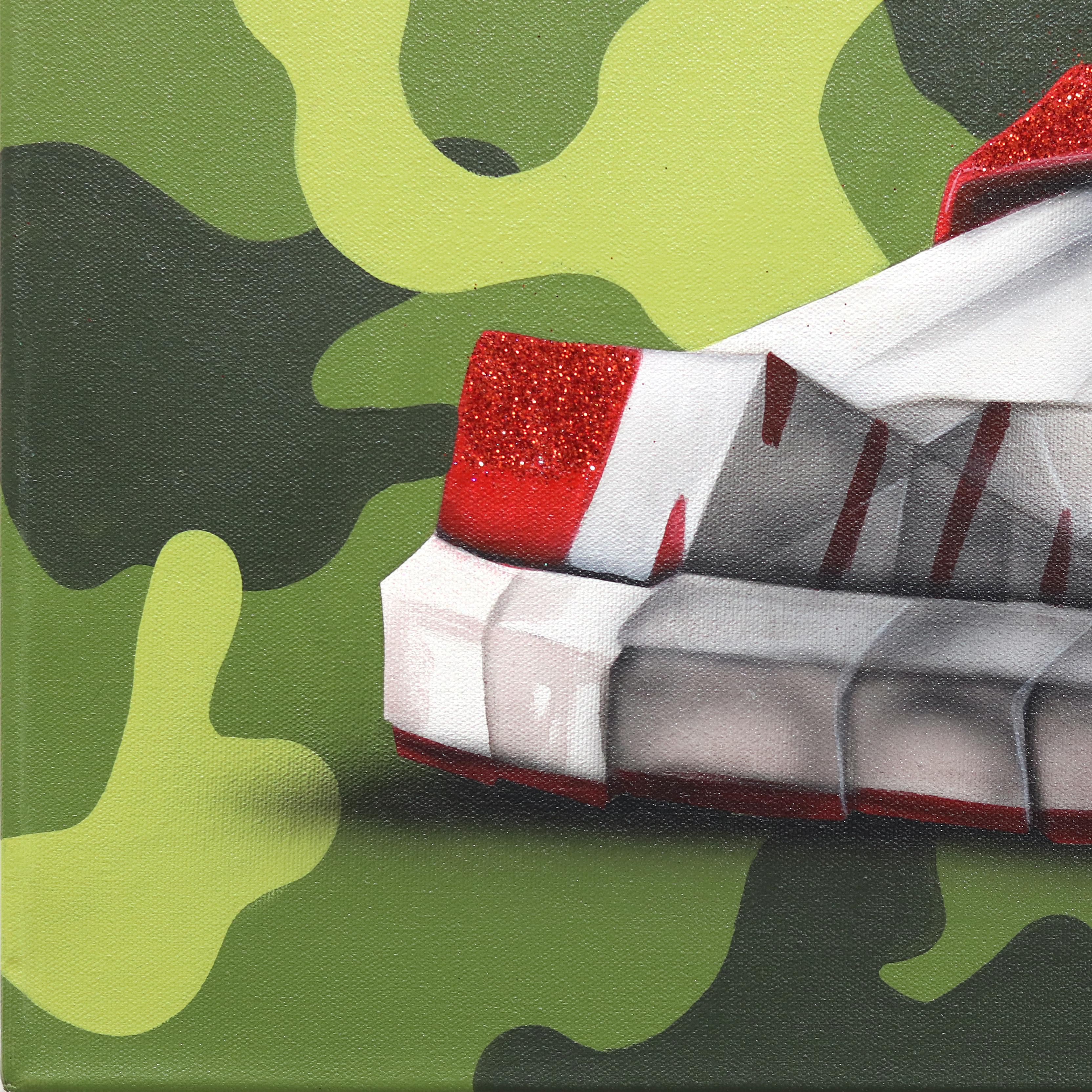 Jordan I - Pittura mimetica su tela ispirata alla natura morta della sneaker ispirata agli origami - Painting Pop Art di Emilio Rama
