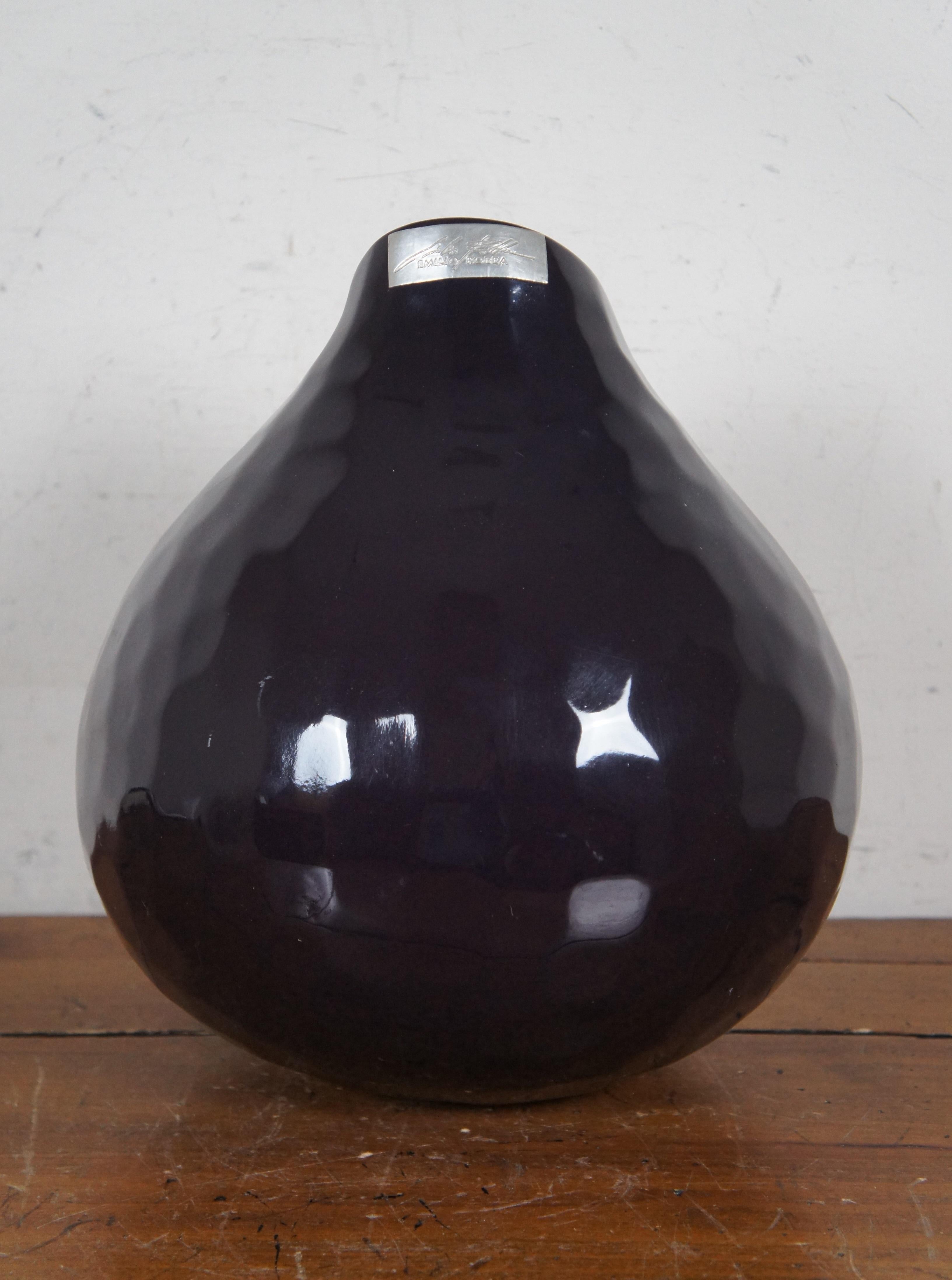 Emilio Robba Sculptor of Flowers Purple Boutique Vase Urn Sculpture 12