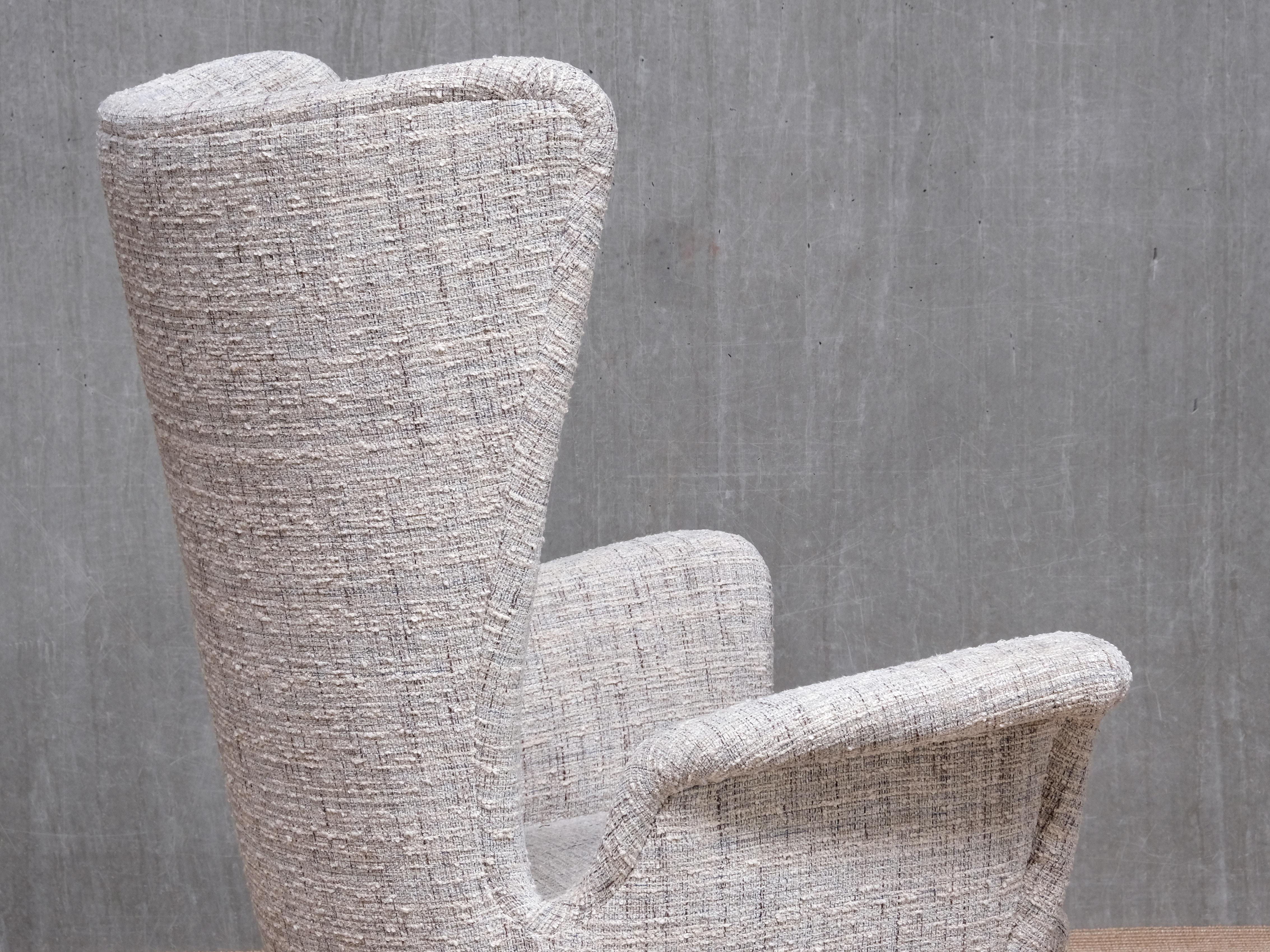 Emilio Sala & Giorgio Madini Ohrensessel in Nobilis Tweed, Nussbaum, Italien, 1950er Jahre im Angebot 2