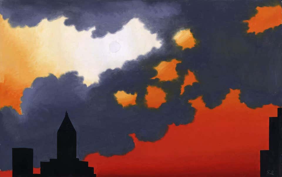 Emilio Sanchez - New York Sunset. For Sale at 1stDibs | emilio sanchez