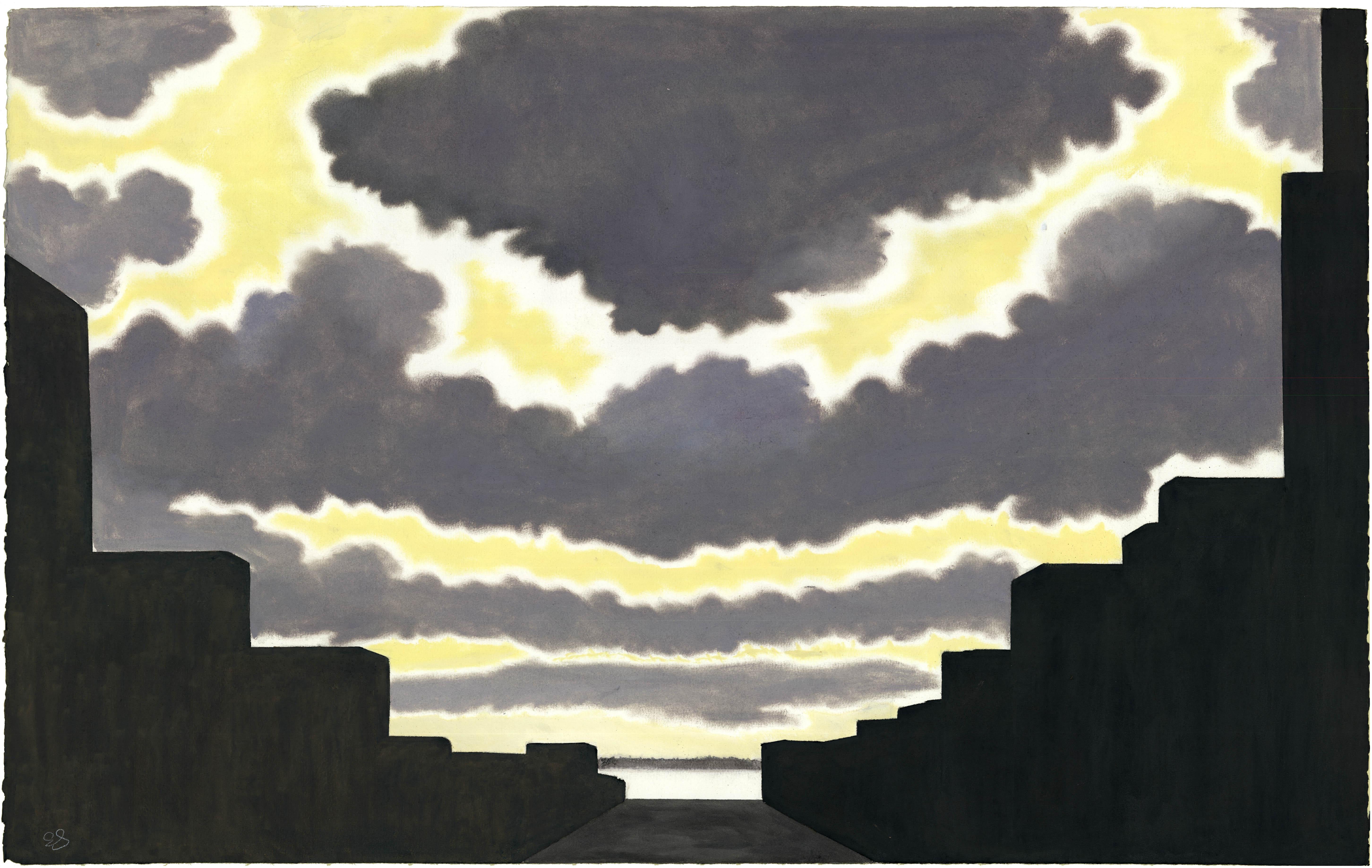 Landscape Painting Emilio Sanchez - Sunset de New York.