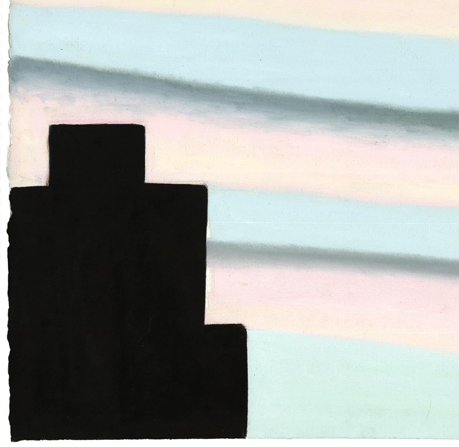 Sunset, rose et bleu de New York. - Moderne Painting par Emilio Sanchez